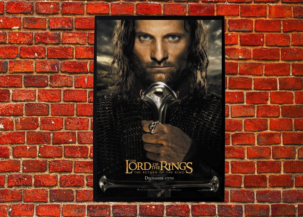 Aragorn, Der Herr der Ringe: Die Rückkehr des Königs, Filmplakat, Backsteinwand, Schwert, Hintergrundbild