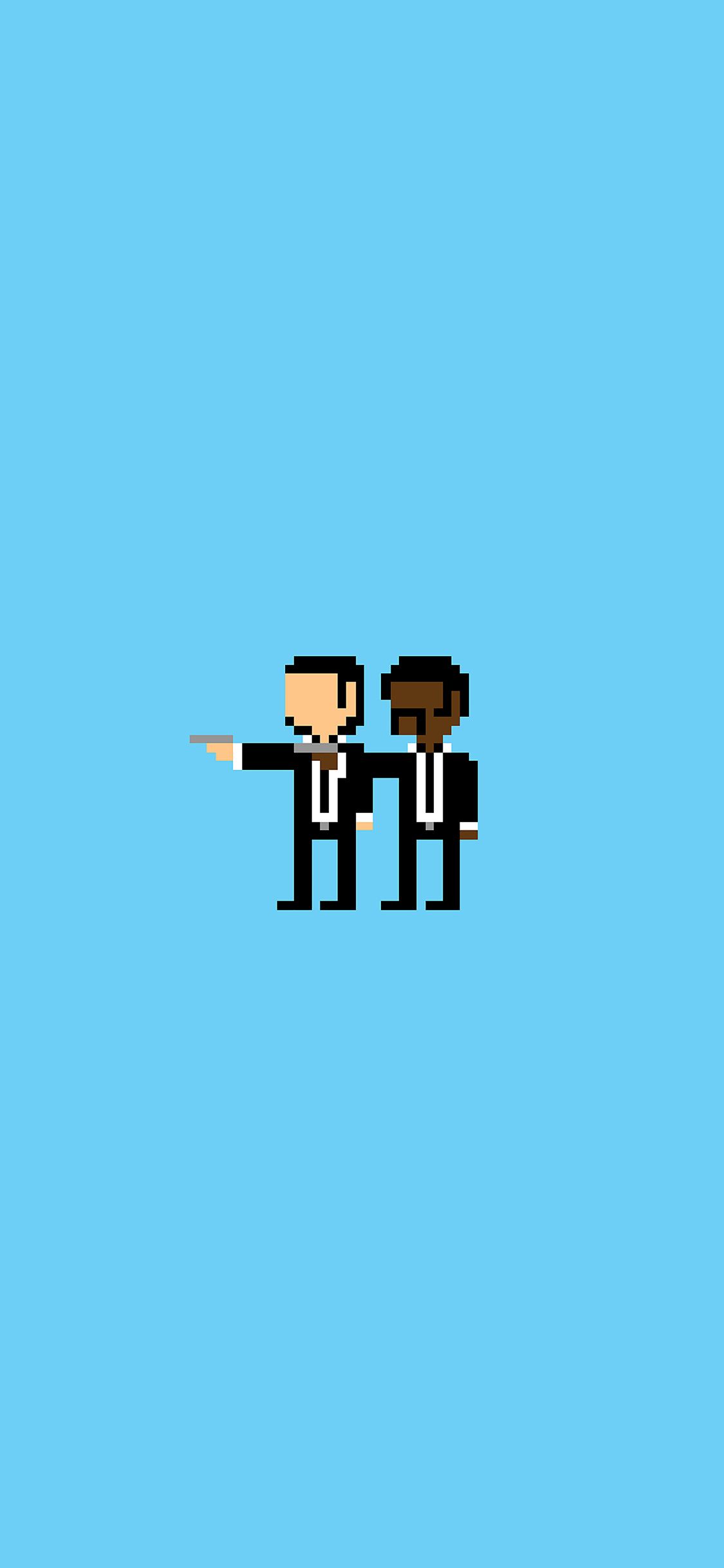 Vincent Vega, Jules Winnfield, Pulp Fiction, Pixel Art, Hellblauer Hintergrund, Minimalistisch, Sperrbildschirm