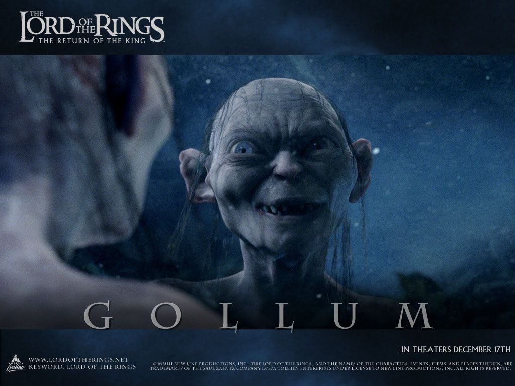 Gollum, Der Herr der Ringe: Die Rückkehr des Königs, Filmplakat, Kreatur, Blau, Tablet-Hintergrund