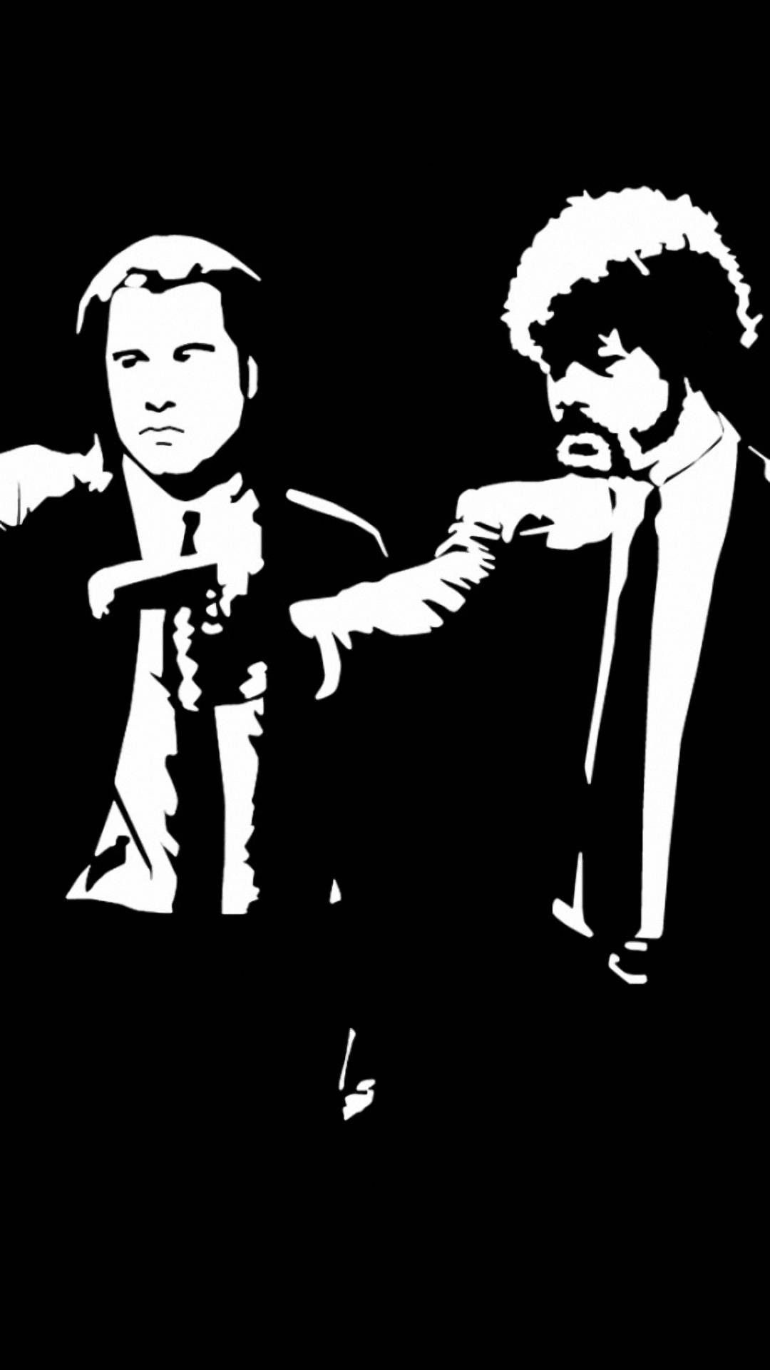 Vincent Vega, Jules Winnfield, Pulp Fiction, Schwarzweiß, Stencil, Hochformat, Smartphone-Hintergrund