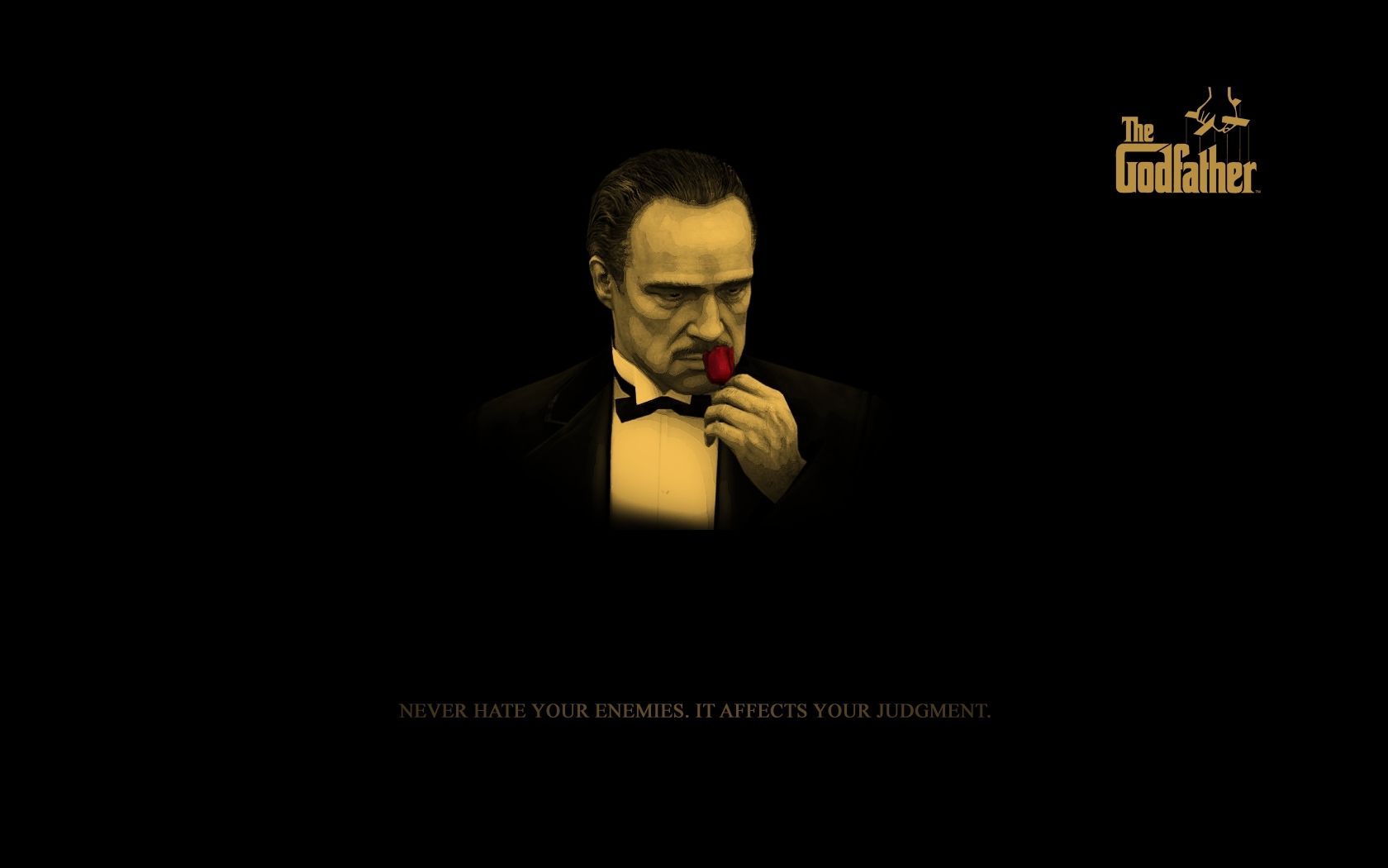 Vito Corleone, Der Pate, Filmzitat, Rose, Schwarzer Hintergrund, HD Wallpaper