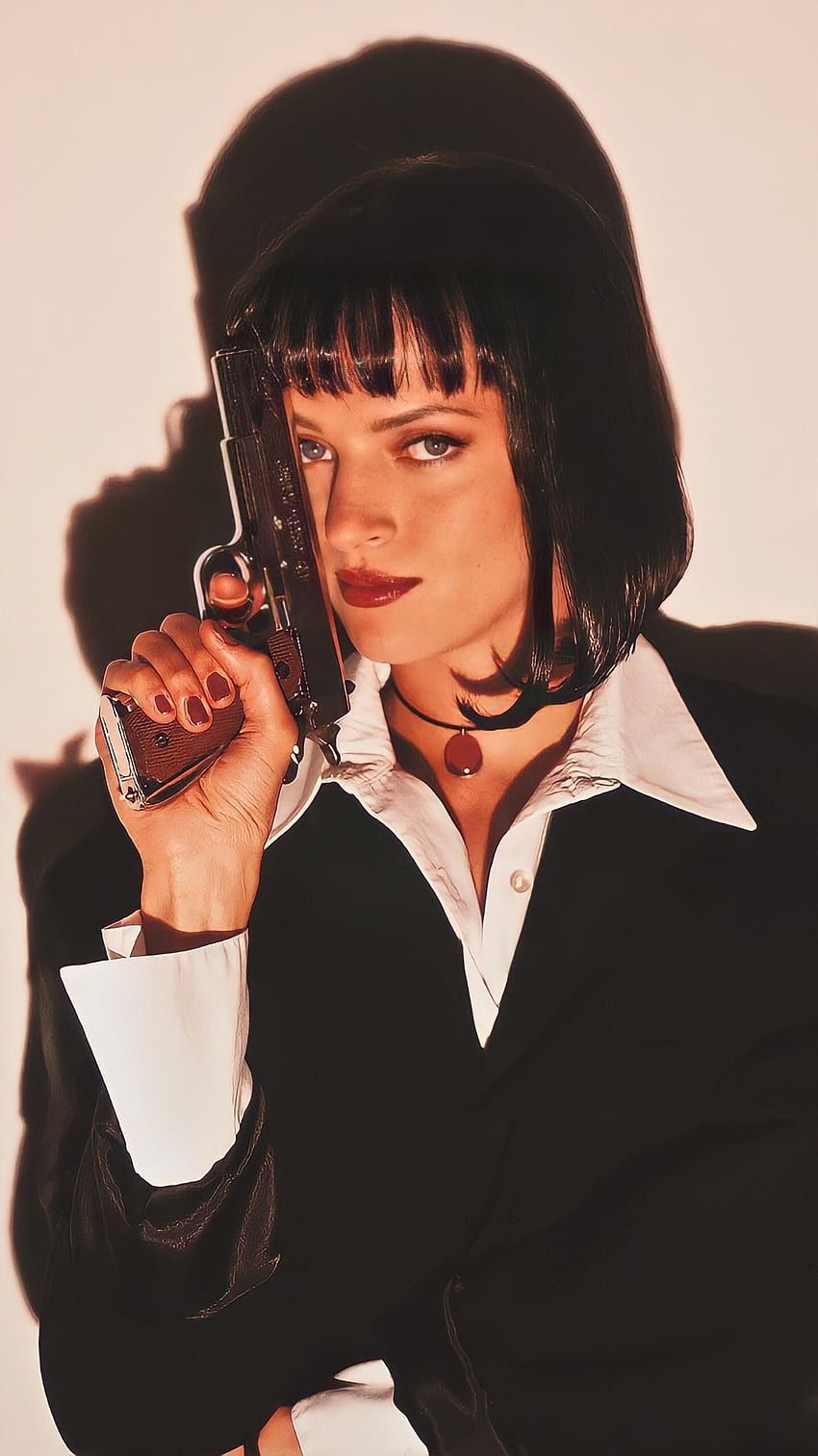 Mia Wallace, Uma Thurman, Pulp Fiction, Fotografie, Bob-Frisur, Hintergrundbild fürs Handy