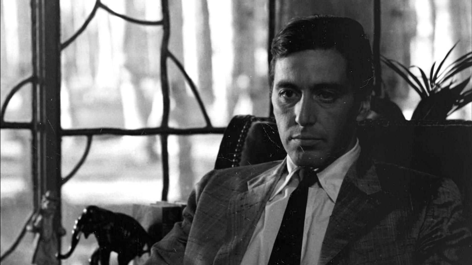 Michael Corleone, Al Pacino, Der Pate, Schwarz-Weiß, Porträt, Full HD, Desktop-Hintergrund