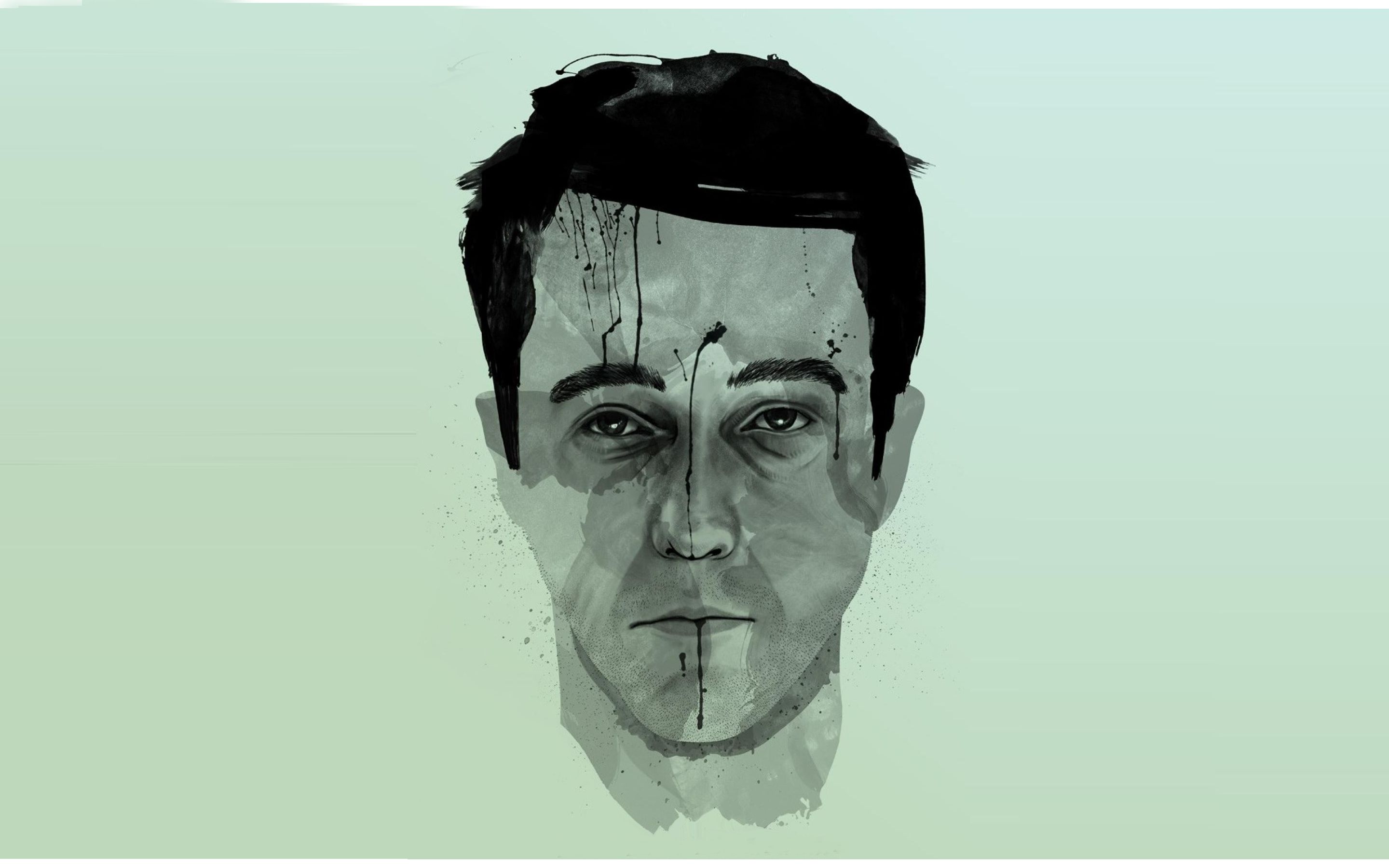 Fight Club, Der Erzähler, Edward Norton, Zeichnung, Mintgrün, 2K-Hintergrundbild für PC