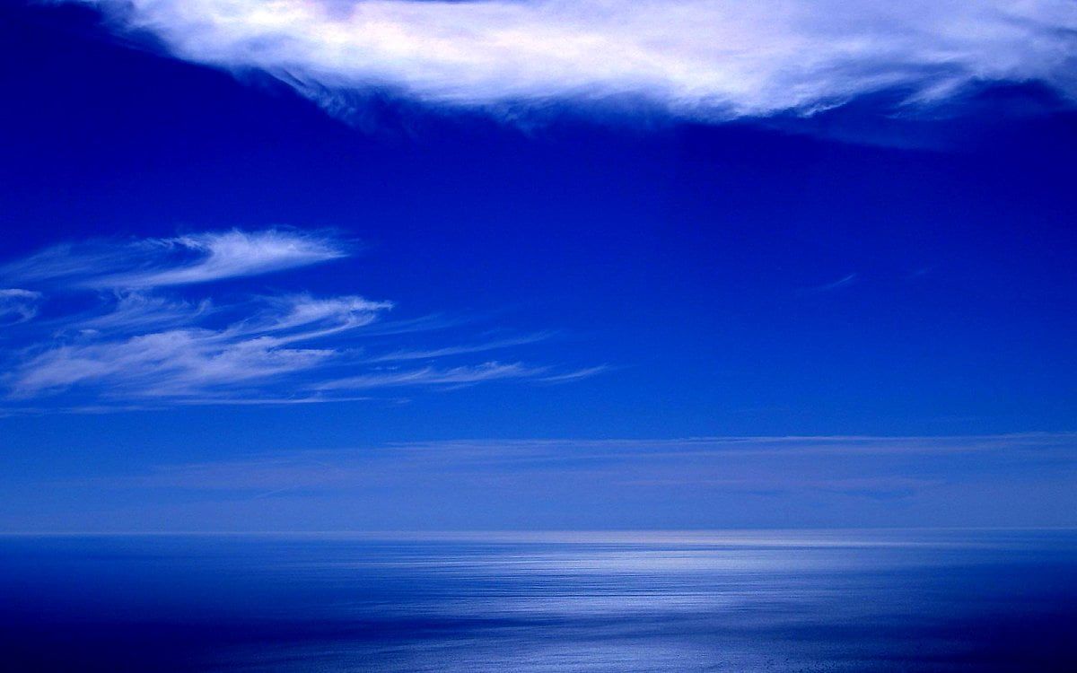 Meer, Horizont, Wolken, Kobaltblau, Ruhig, Minimalistisch, Hintergrundbild