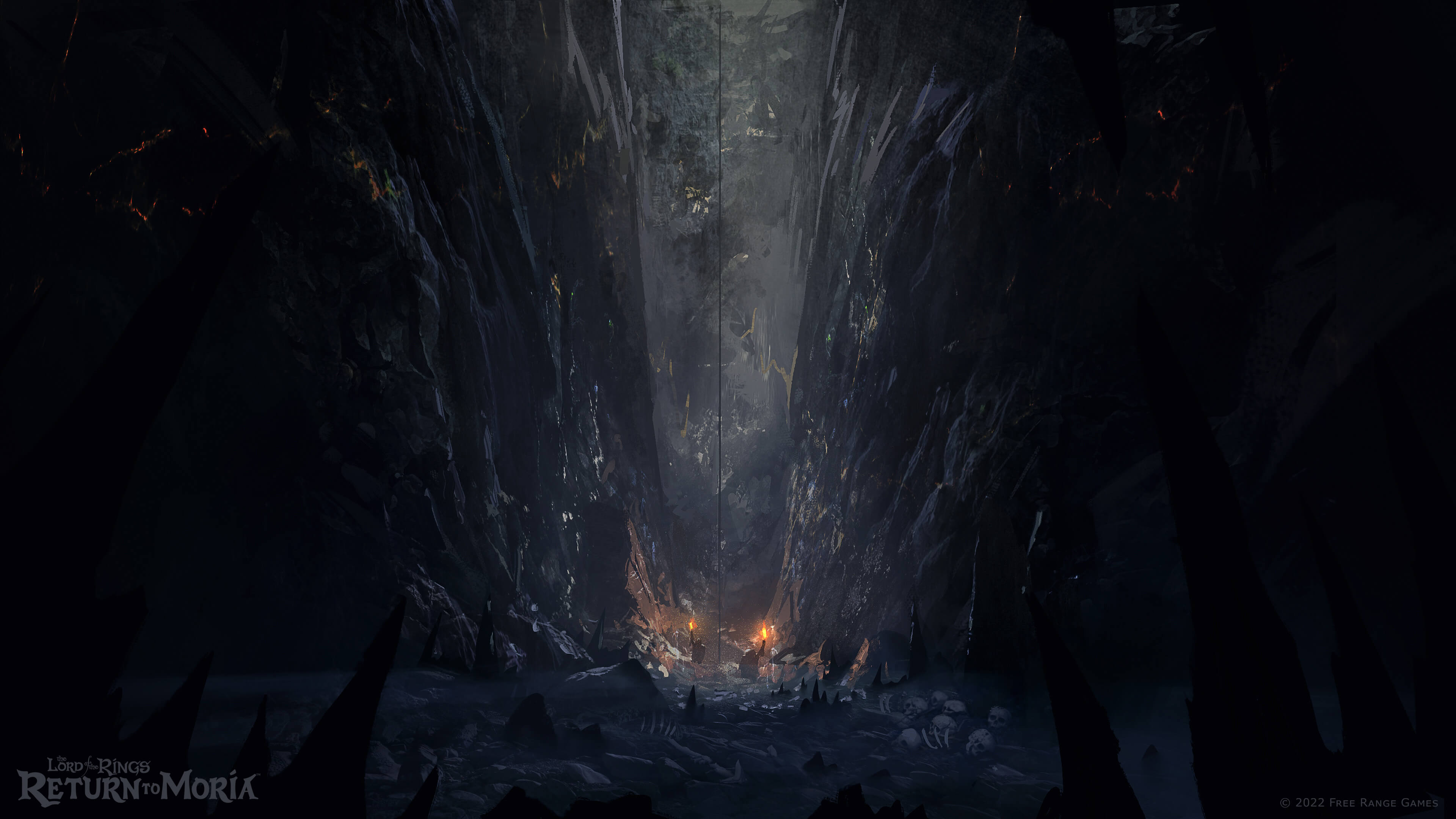 The Lord of the Rings: Return to Moria, Moria, Höhle, Feuer, Dunkel, 4K, Breitbild-Hintergrundbild
