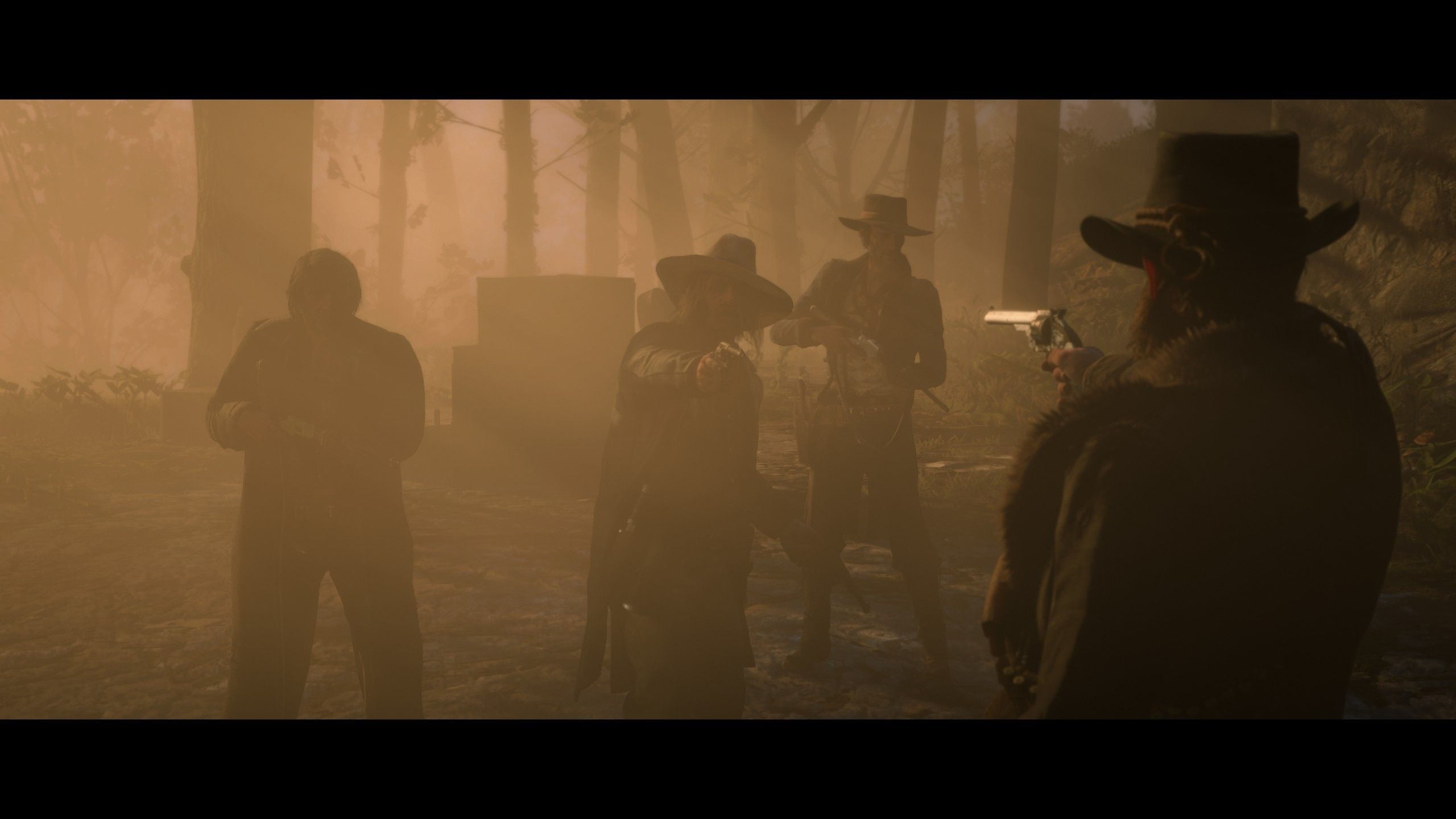 Hunt: Showdown, Jäger, Schusswechsel, Nebel, Sepia, 2K, Hintergrundbild für den PC