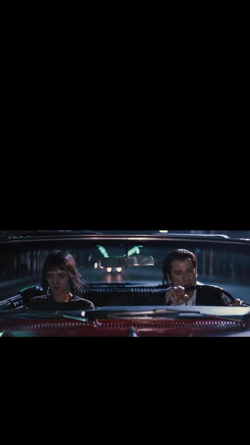 Vincent Vega, Mia Wallace, Pulp Fiction, Cabrio, Nacht, HD, Handy-Hintergrund im Hochformat
