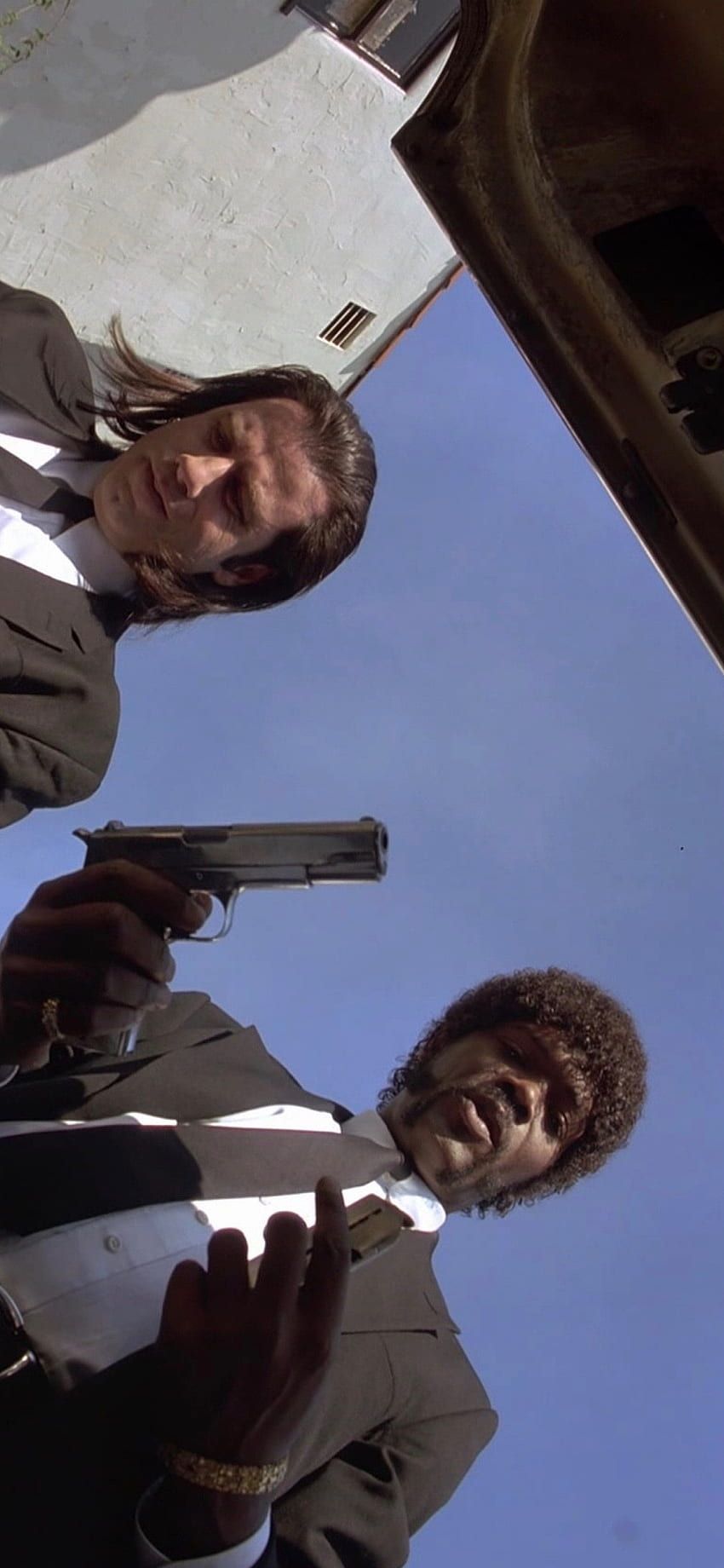 Vincent Vega, Jules Winnfield, Pulp Fiction, Froschperspektive, Pistolen, Android-Hintergrundbild