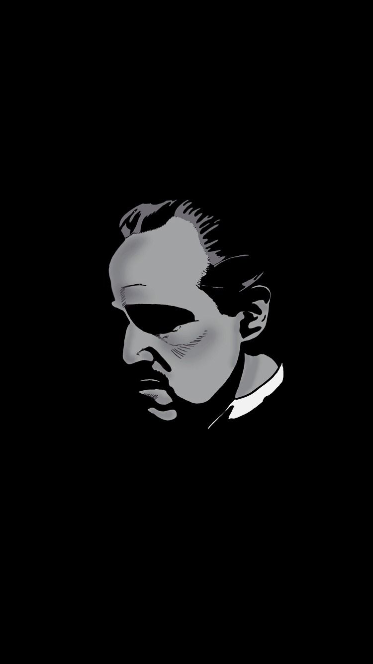 Vito Corleone, Der Pate, Silhouette, Schwarzer Hintergrund, Minimalistisch, Sperrbildschirm fürs iPhone