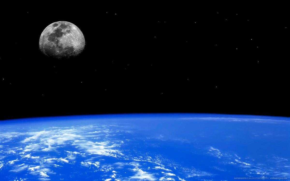 Erde, Mond, Weltall, Orbit, Blauer Planet, Hintergrundbild
