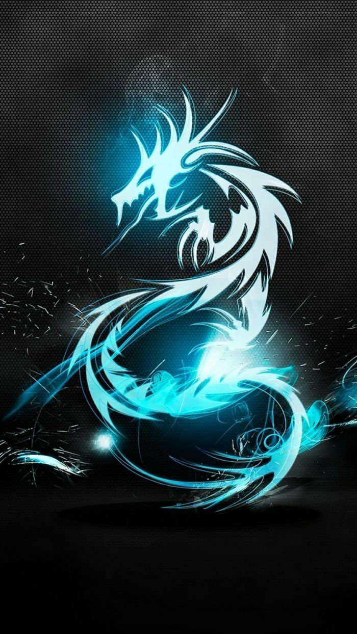 Drache, Leuchtender Drache, Türkis, Dunkel, Fantasy, Hochformat, Hintergrundbild fürs Smartphone