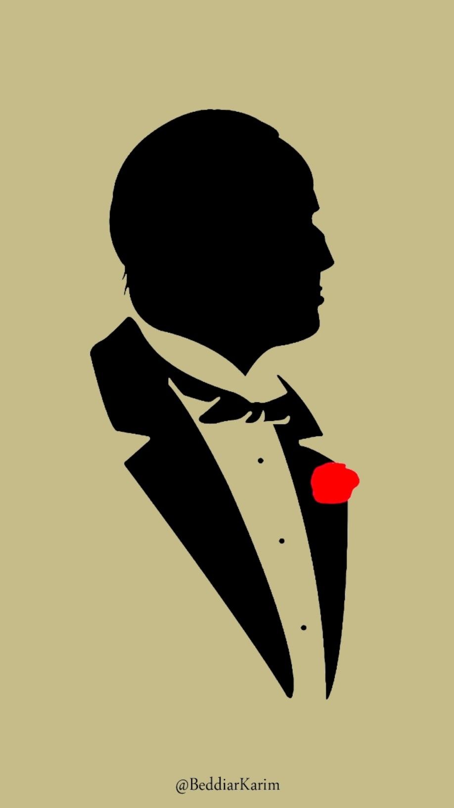 Vito Corleone, Der Pate, Silhouette, Rote Rose, Minimalistisch, Beige, HD, iPhone-Hintergrundbild