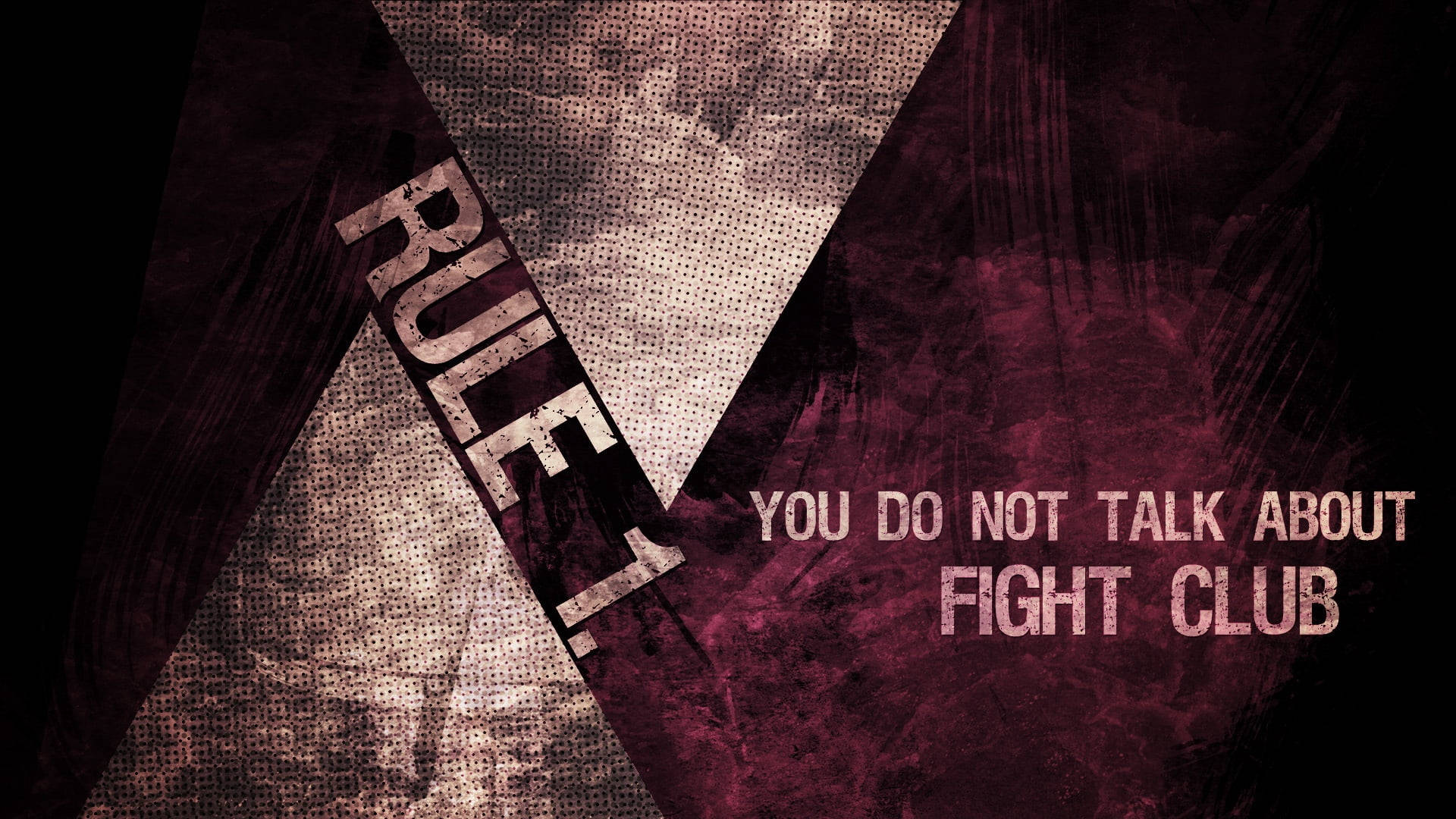 Fight Club, Erste Regel, Zitat, Typografie, Grunge, Lila, Full HD, Breitbild-Hintergrundbild