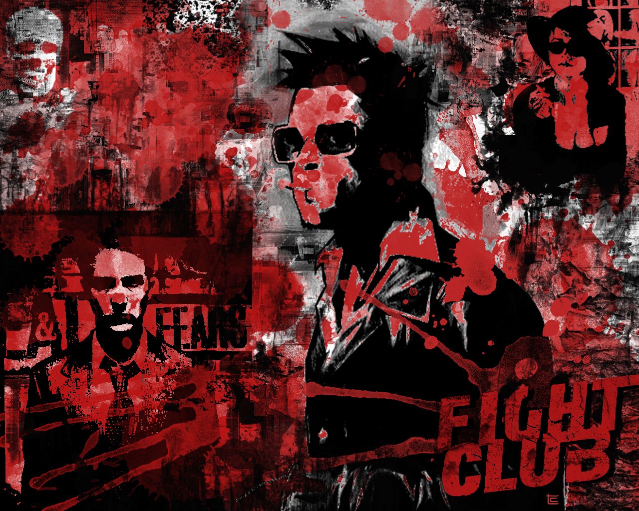 Fight Club, Tyler Durden, Collage, Grunge, Rot, HD, Desktop-Hintergrund für Windows