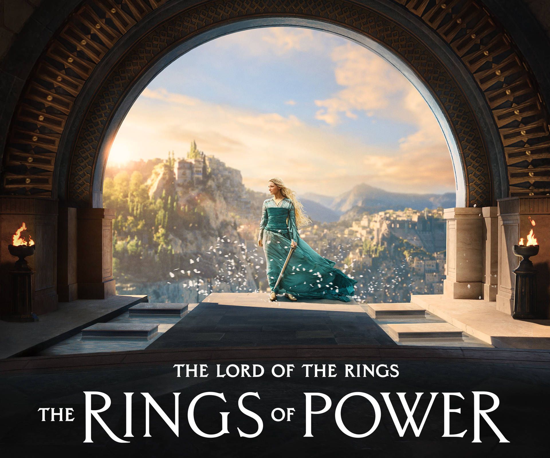 Der Herr der Ringe: Die Ringe der Macht, Galadriel, Logo, Torbogen, Serie, Full HD, Laptop-Hintergrundbild