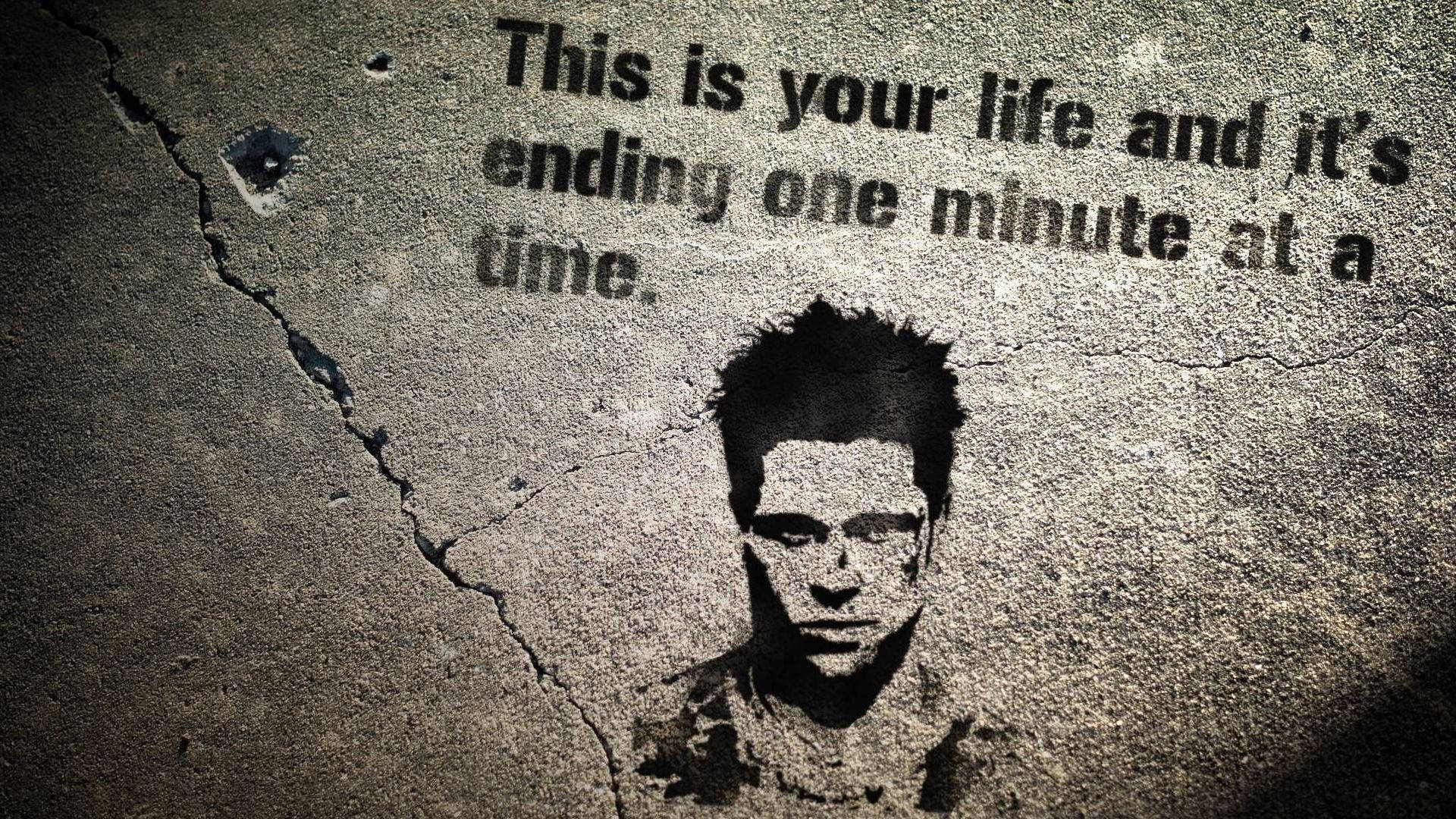 Fight Club, Der Erzähler, Zitat, Betonwand, Graffiti, 16:9, Full-HD-Hintergrundbild für den Desktop