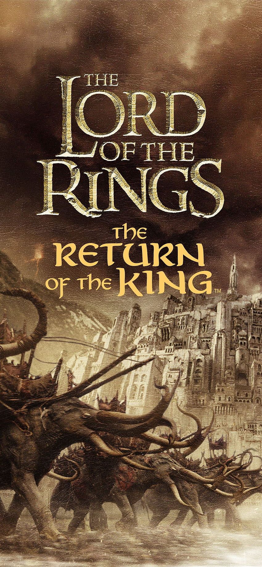 Der Herr der Ringe: Die Rückkehr des Königs, Logo, Schlacht, Filmplakat, Sepia, Handy-Hintergrundbild
