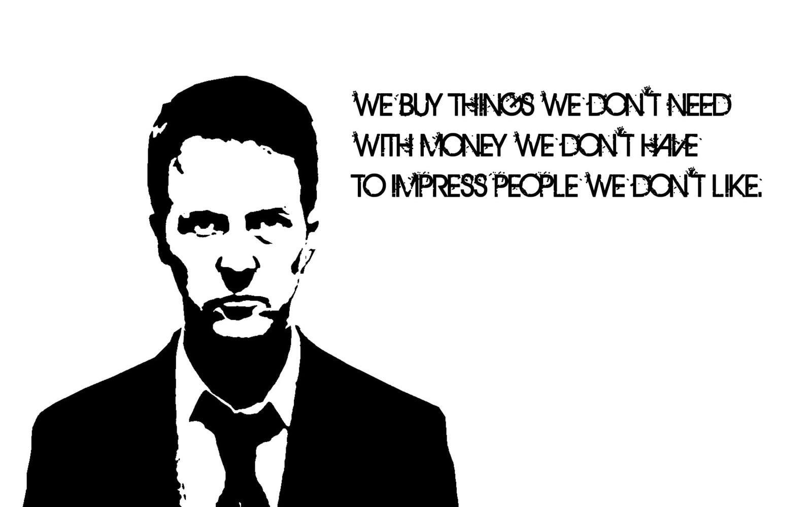 Fight Club, Der Erzähler, Edward Norton, Zitat, Schwarz-Weiß, Vektorkunst, HD, PC-Hintergrundbild