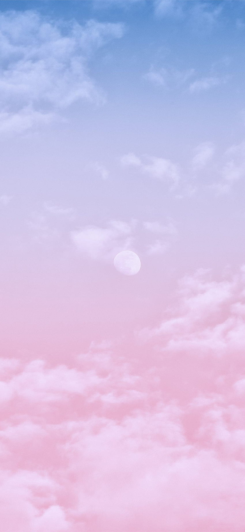 Wolken, Mond, Pastellfarben, Rosa, Hellblau, Traumhaft, iPhone-18-Pro-Wallpaper