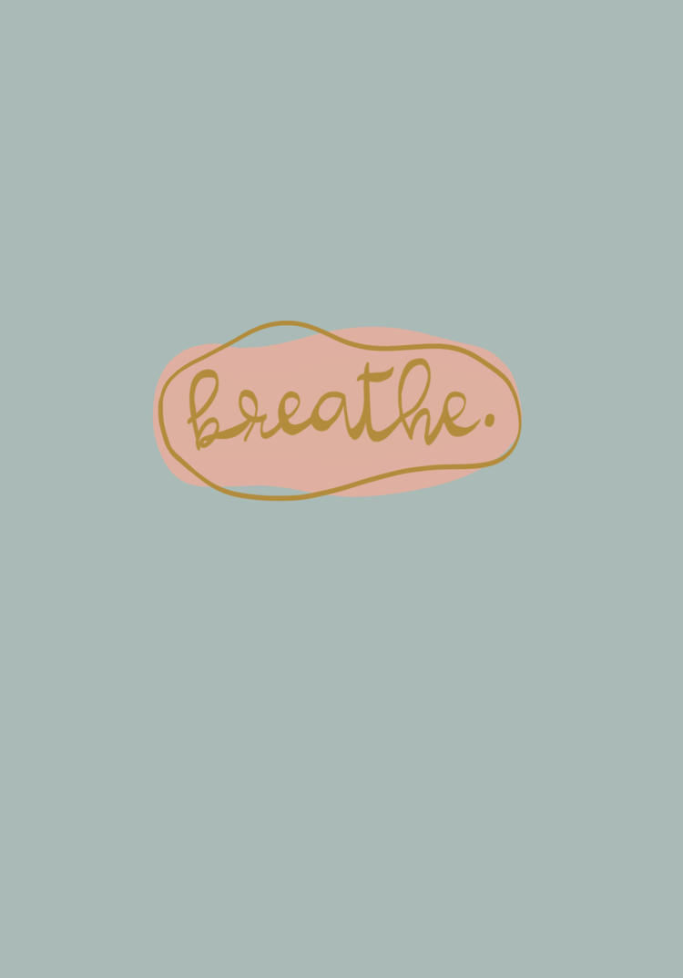 Breathe, Schriftzug, Minimalistisch, Graugrüner Hintergrund, Sperrbildschirm fürs iPad Pro