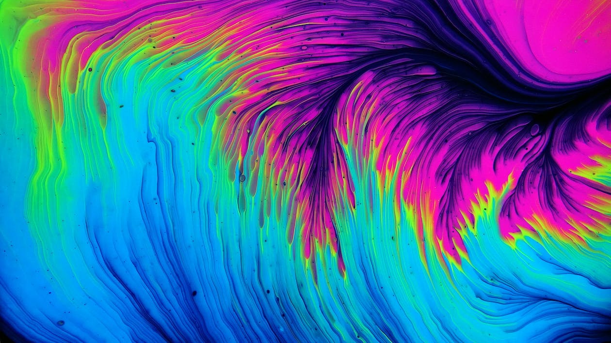 Farbwirbel, Pinselstriche, Türkis, Pink, Abstrakt, Fluid Art, Hintergrund