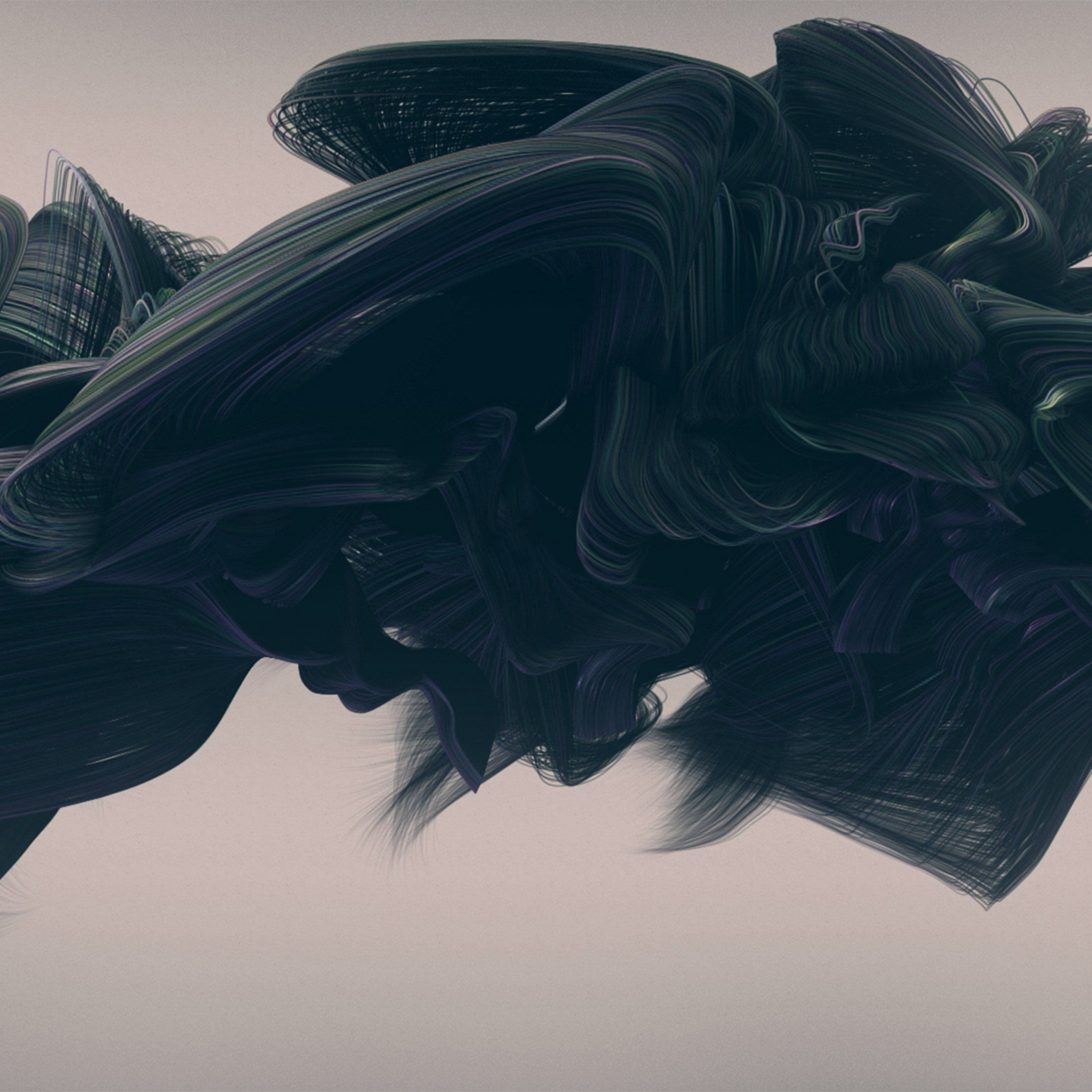 Abstrakt, Rauch, Dunkle Formen, Grau, 3D-Kunst, iPad Pro, Tablet-Hintergrundbild