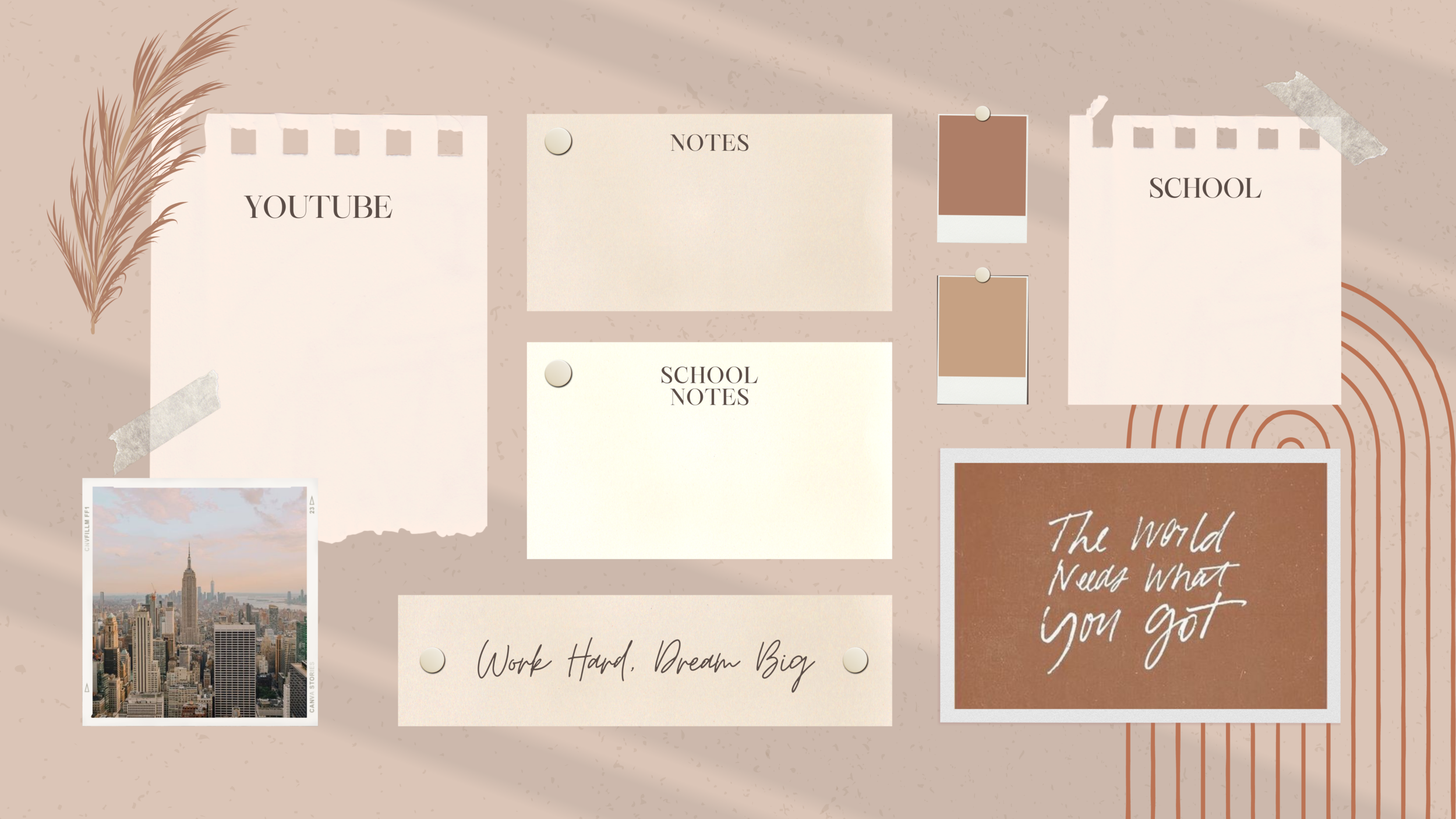 Desktop-Organizer, Notizzettel, Schule, YouTube, Beige, Ästhetik, MacBook, Hintergrundbild