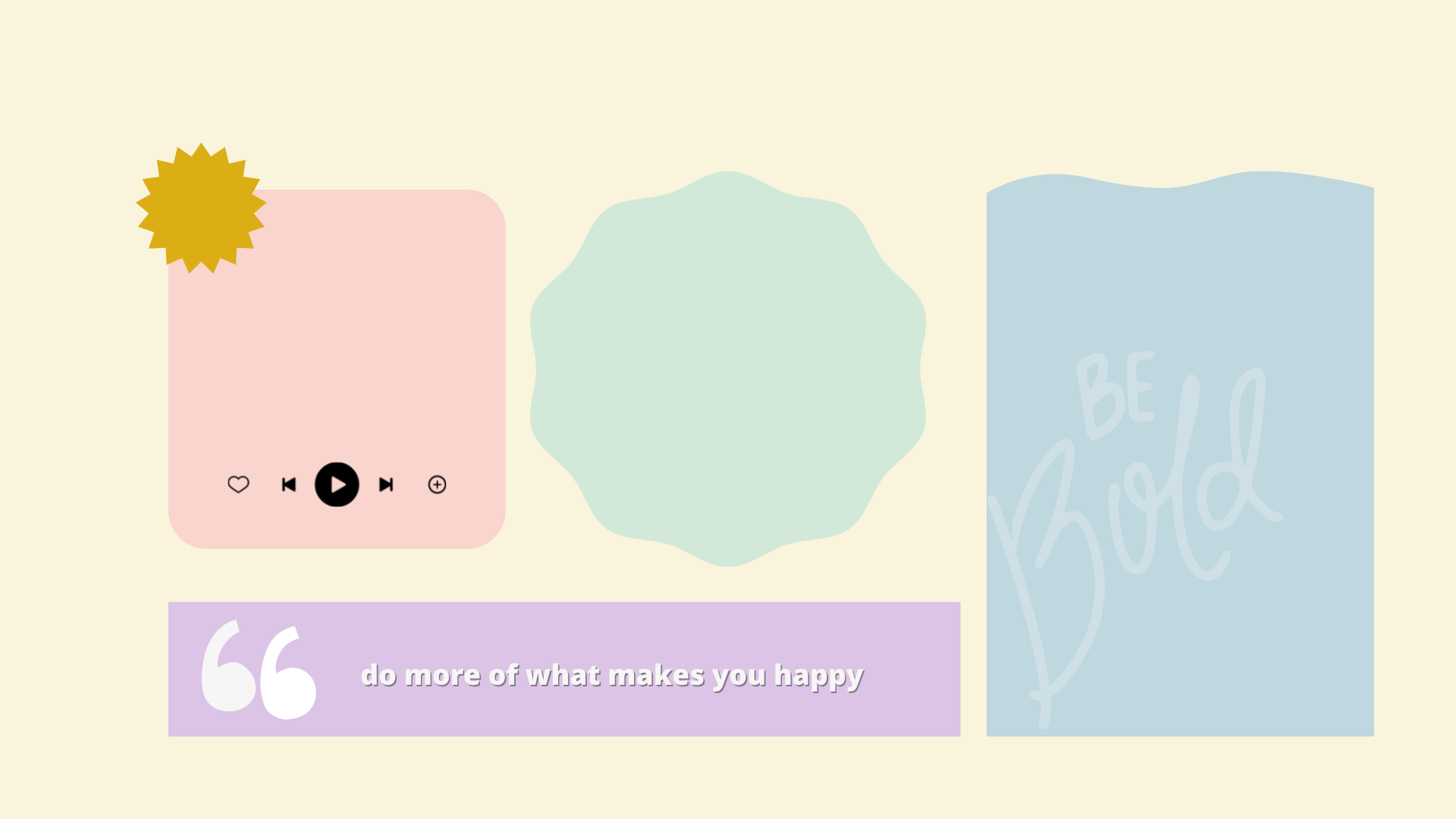 Desktop-Organizer, Be Bold, Zitat, Pastell, Musikplayer, Full HD, Windows-Hintergrundbild