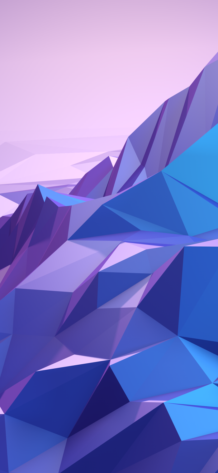 Low Poly, Berge, Lila, Blau, Geometrisch, Hochformat, Hintergrundbild fürs Smartphone