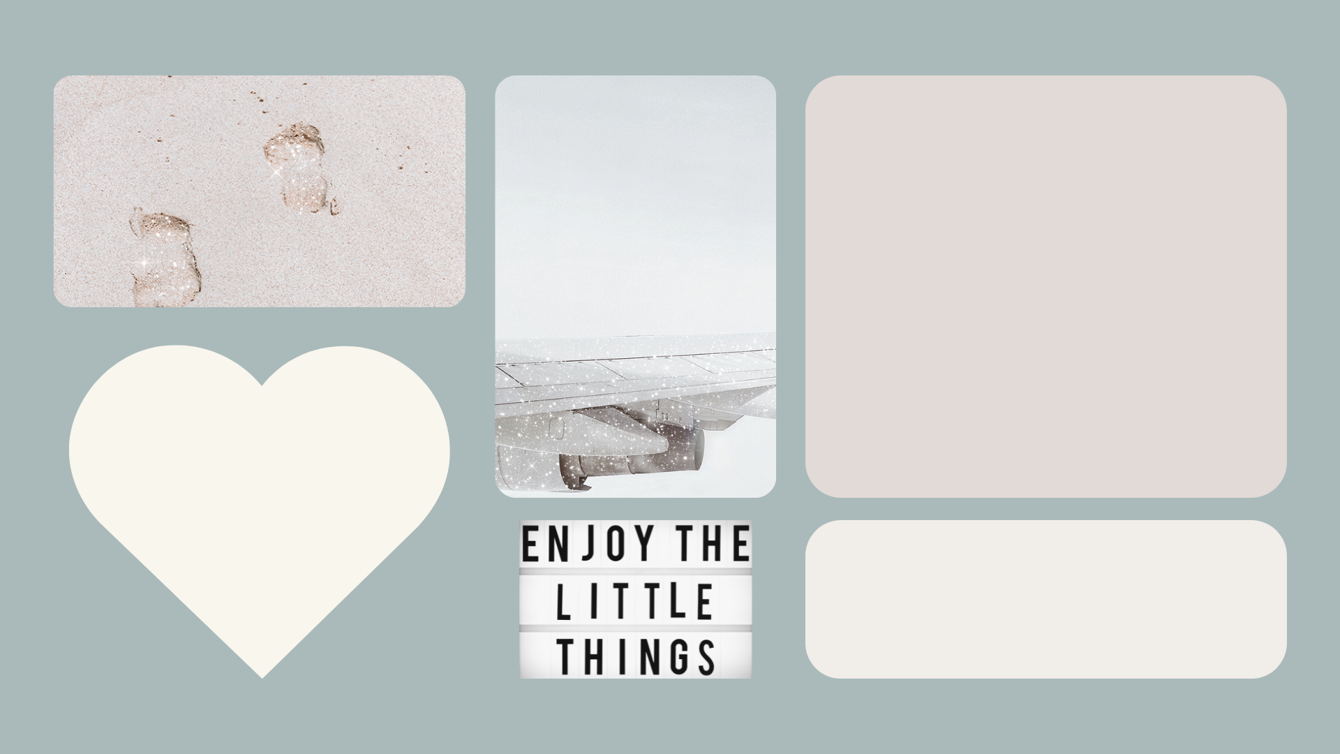 Desktop-Organizer, Herz, Enjoy the Little Things, Spruch, Graublau, Hintergrundbild für den Mac