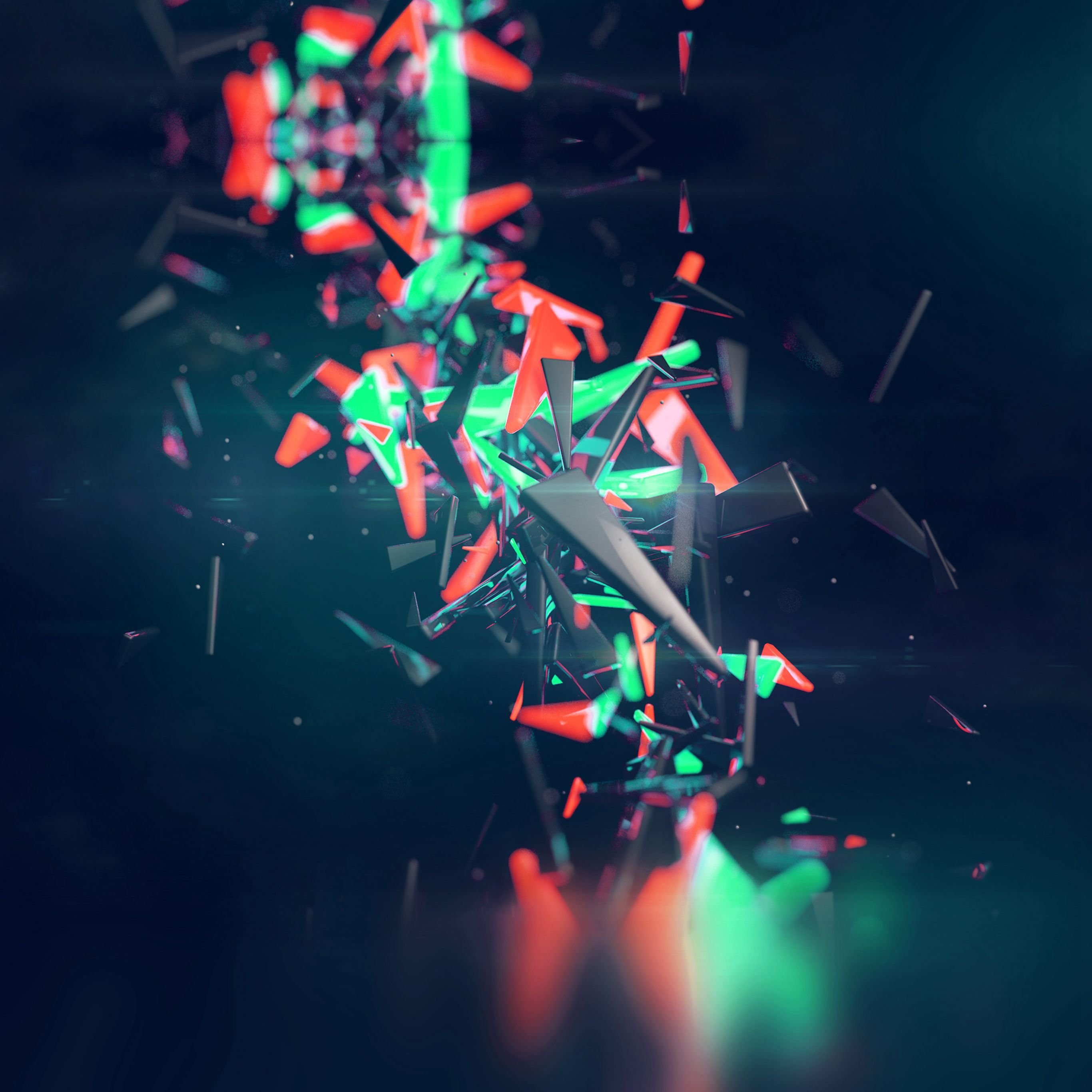 Abstrakt, Splitter, Neonlicht, Dunkel, Türkis, iPad Pro, Tablet-Hintergrund