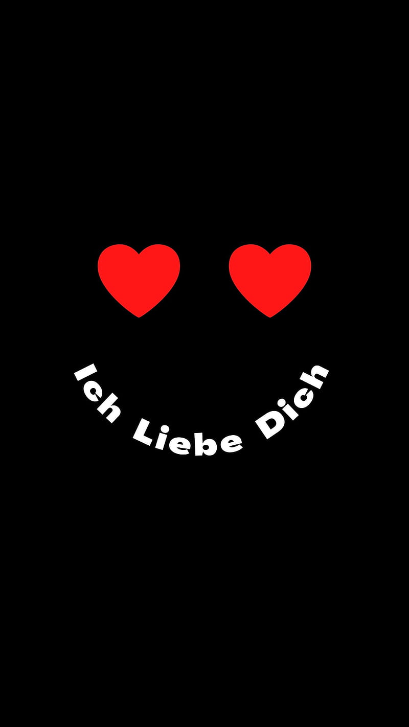 Ich liebe dich, Herzaugen, Smiley, Schwarzer Hintergrund, Sperrbildschirm fürs iPhone