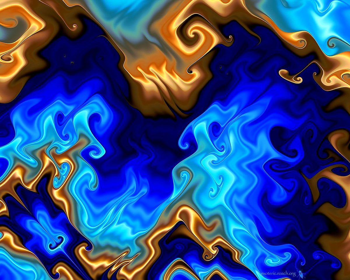 Flüssige Formen, Blau, Gold, Abstrakt, Marmorierung, Hintergrundbild