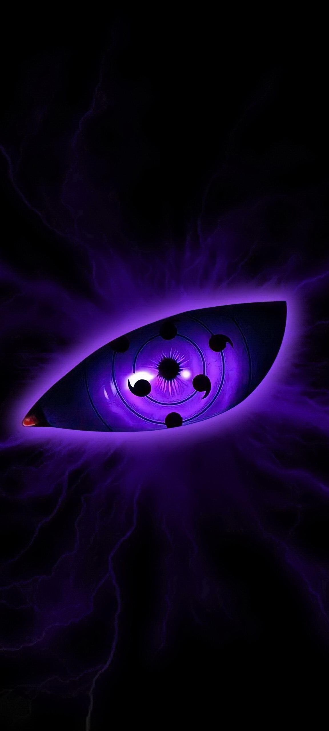 Rinnegan, Naruto, Auge, Lila, Schwarzer Hintergrund, Full HD, Sperrbildschirm fürs iPhone