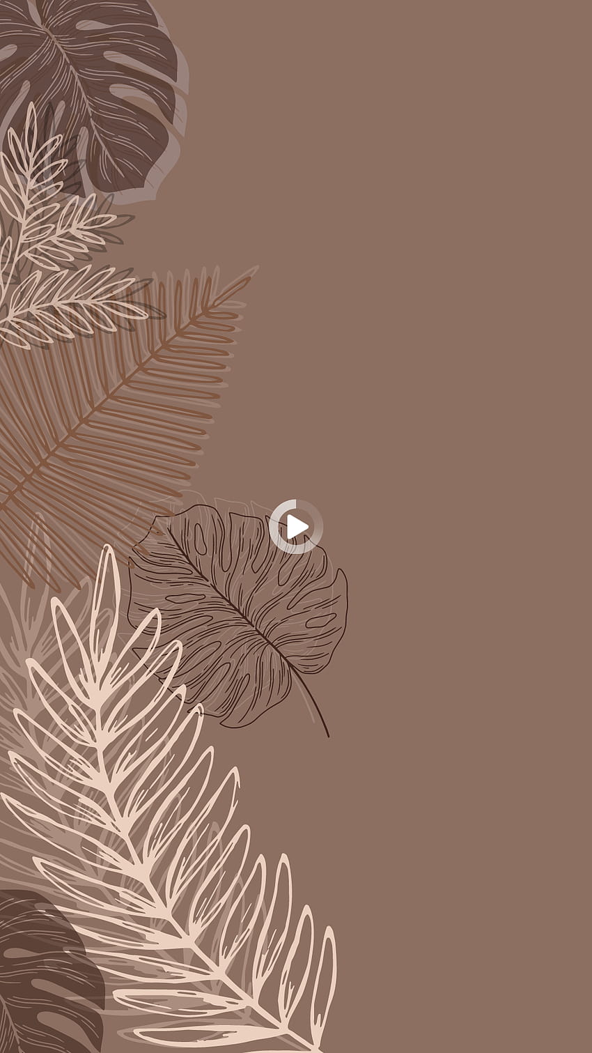Palmblätter, Strichzeichnung, Boho, Brauner Hintergrund, Sperrbildschirm fürs iPad Pro