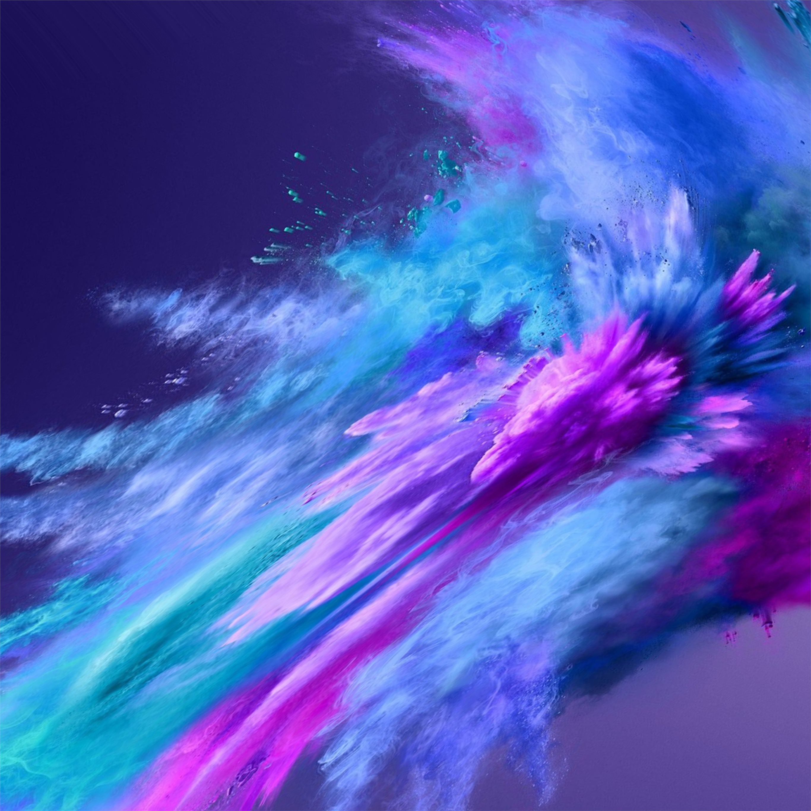 Farbexplosion, Pulver, Blau, Lila, Abstrakt, iPad Pro, Tablet-Hintergrund