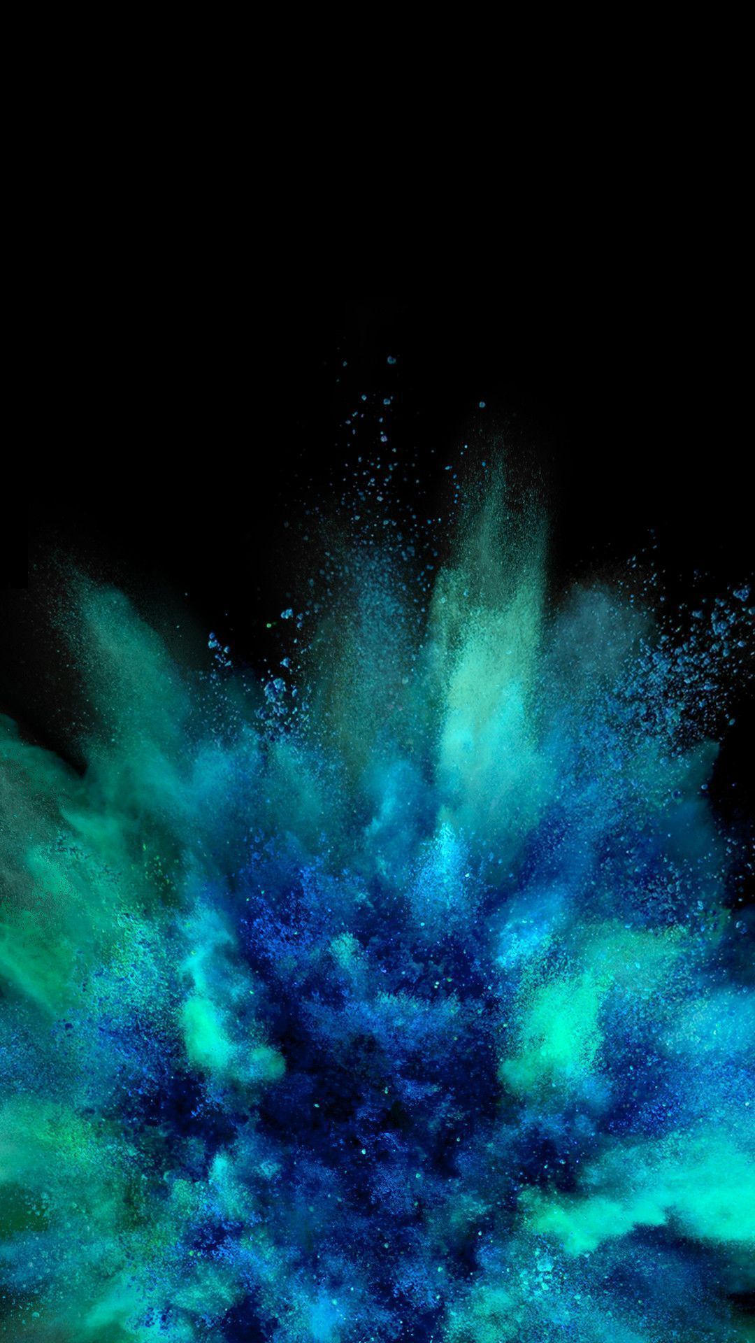 Farbpulver, Explosion, Türkis, Schwarzer Hintergrund, Staub, Sperrbildschirm fürs iPhone