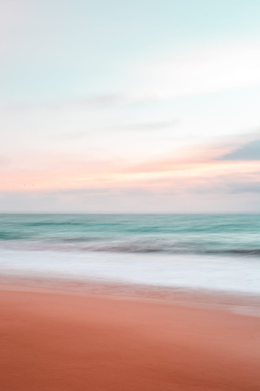 Strand, Meer, Pastellfarben, Langzeitbelichtung, Sand, iPhone 18 Pro, Handy-Hintergrundbild