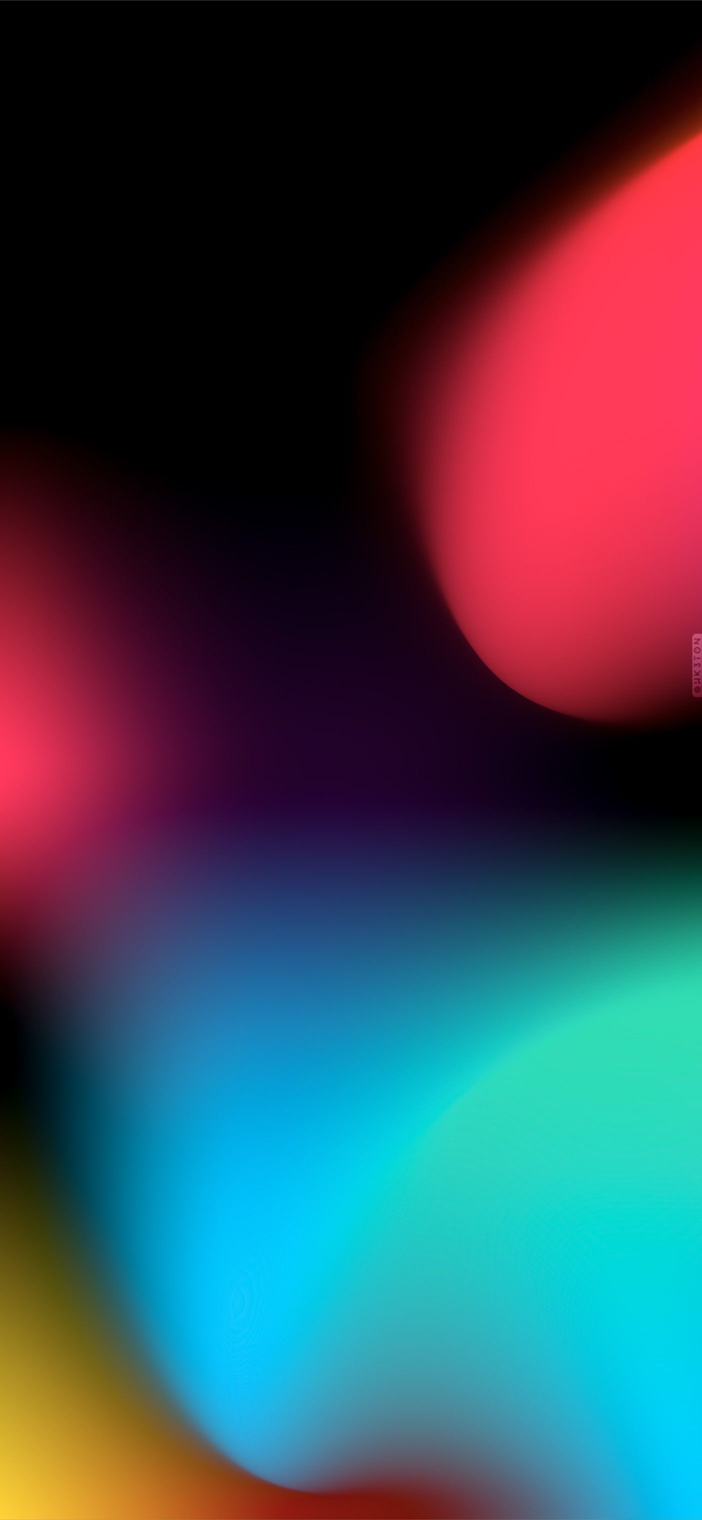 Abstrakt, Farbflecken, Unscharf, Schwarzer Hintergrund, Rot-Türkis, Galaxy S23, Wallpaper