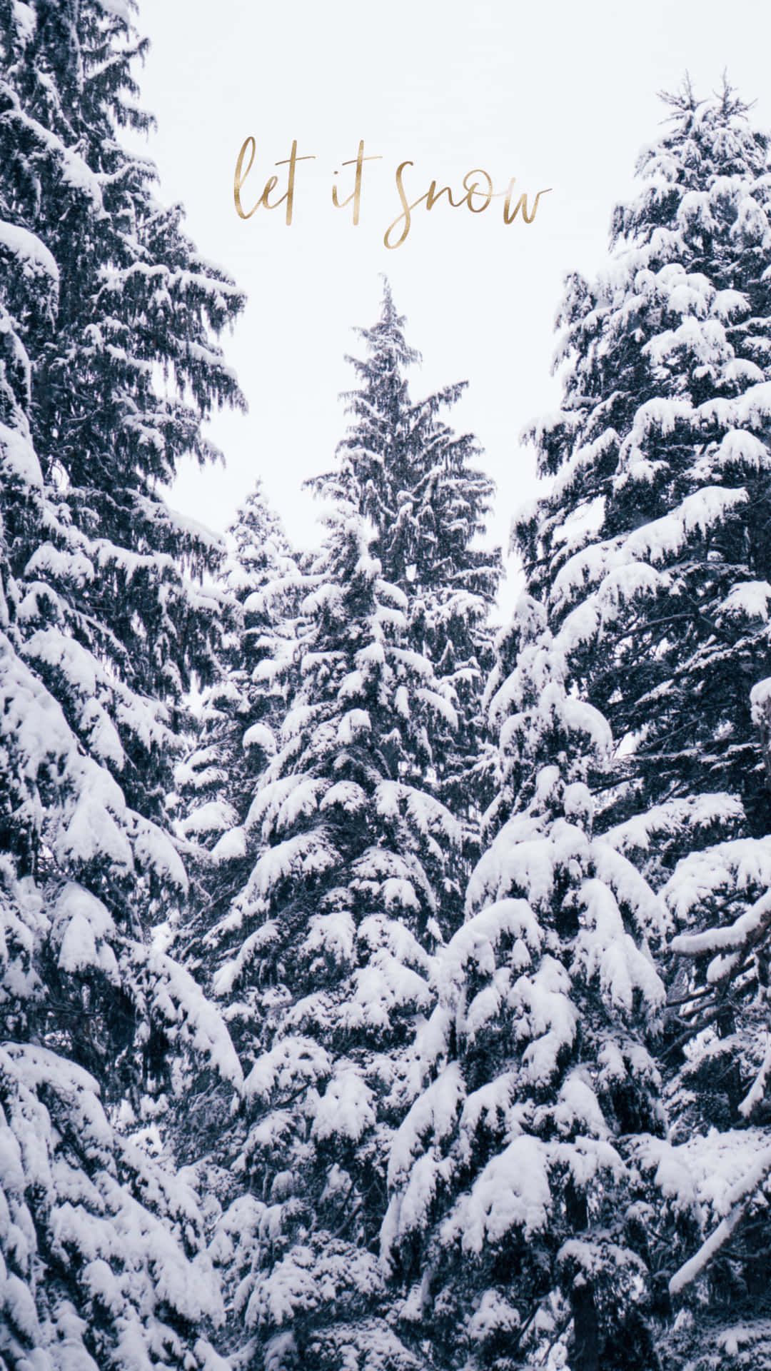 Let it snow, Verschneite Tannen, Spruch, Hochformat, Full HD, Sperrbildschirm fürs iPhone
