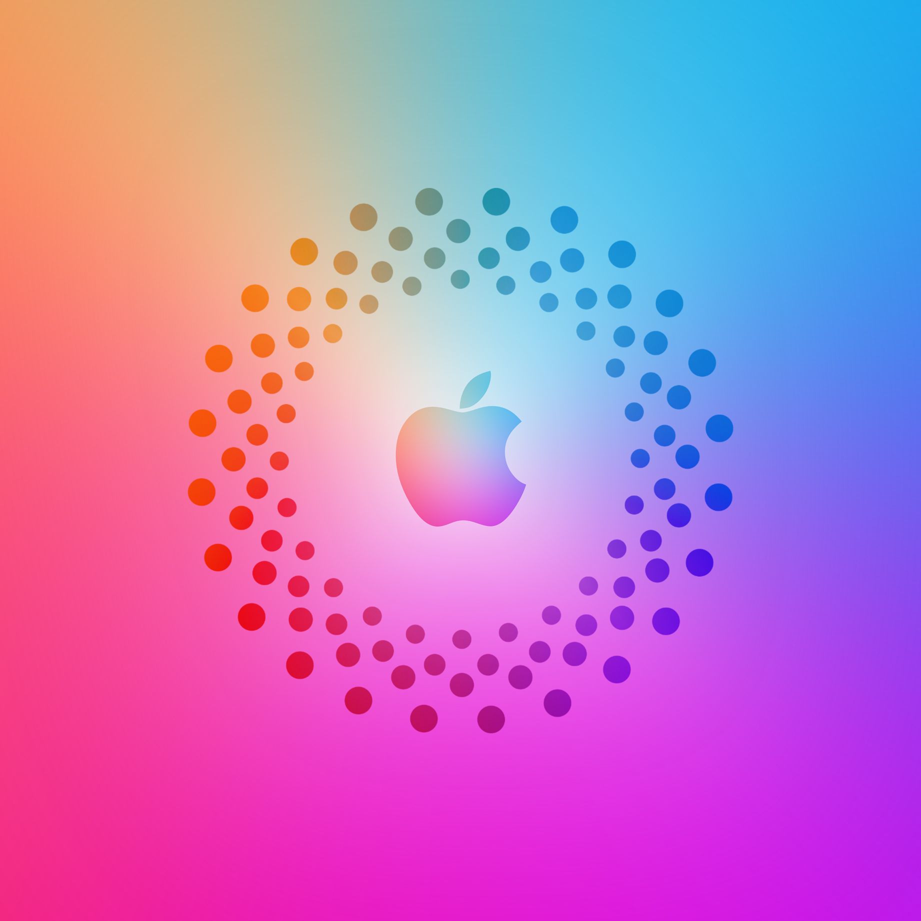 Apple, Apple-Logo, Punktkreis, Farbverlauf, Pink und Blau, HD, Tablet-Hintergrund