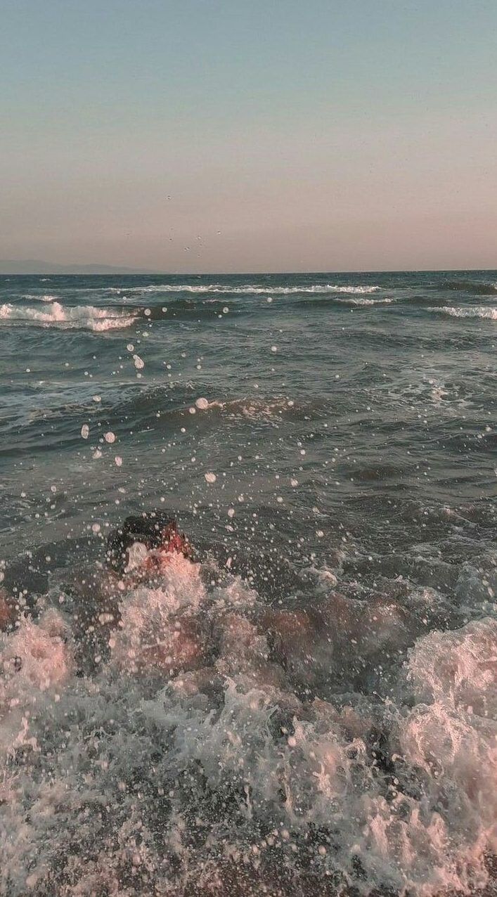Meer, Wellen, Gischt, Graublau, Natur, Hintergrundbild für iPhone und Android