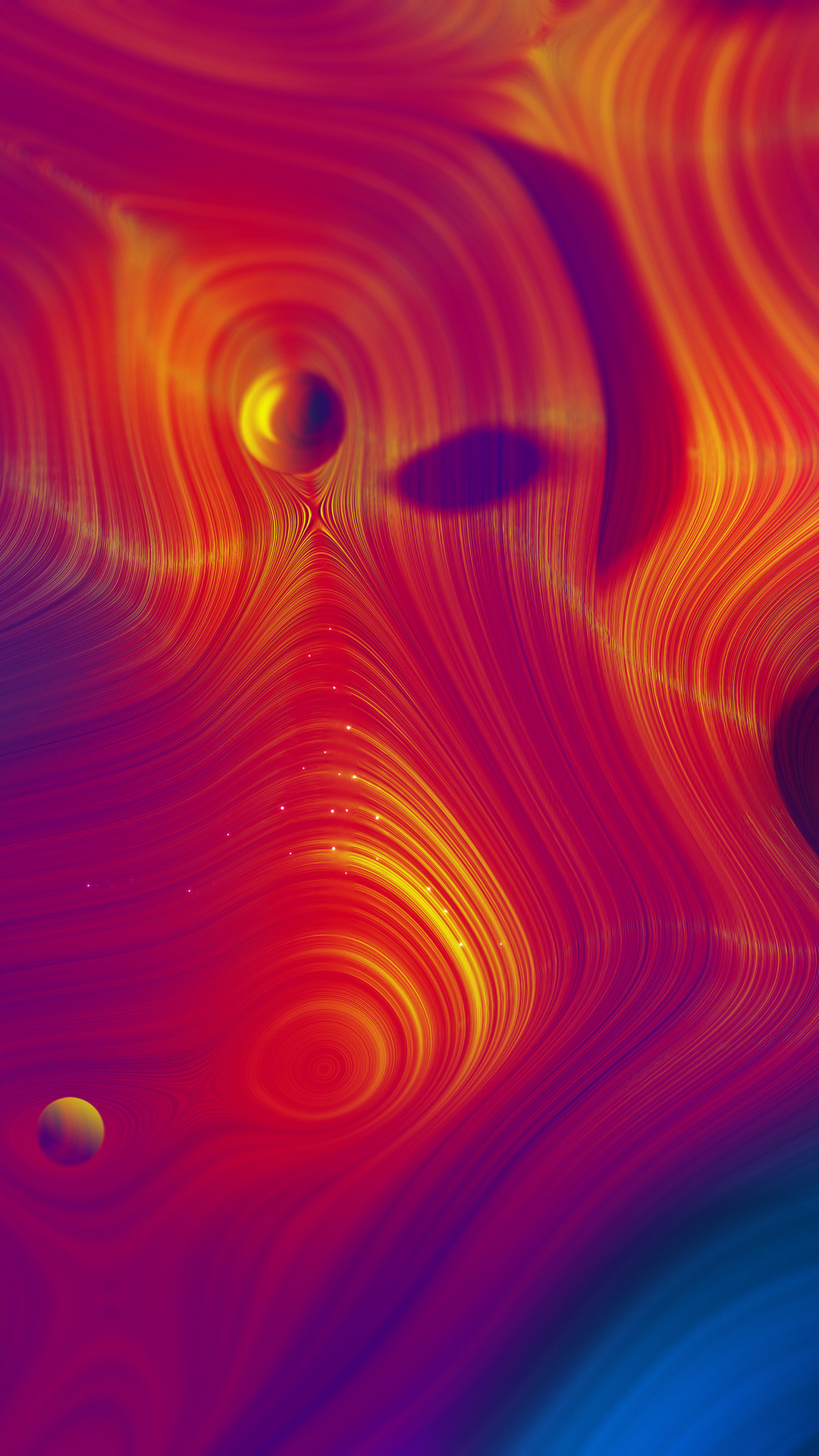 Farbwirbel, Flüssige Formen, Orange, Lila, Abstrakt, Full HD, Handy-Hintergrund im Hochformat