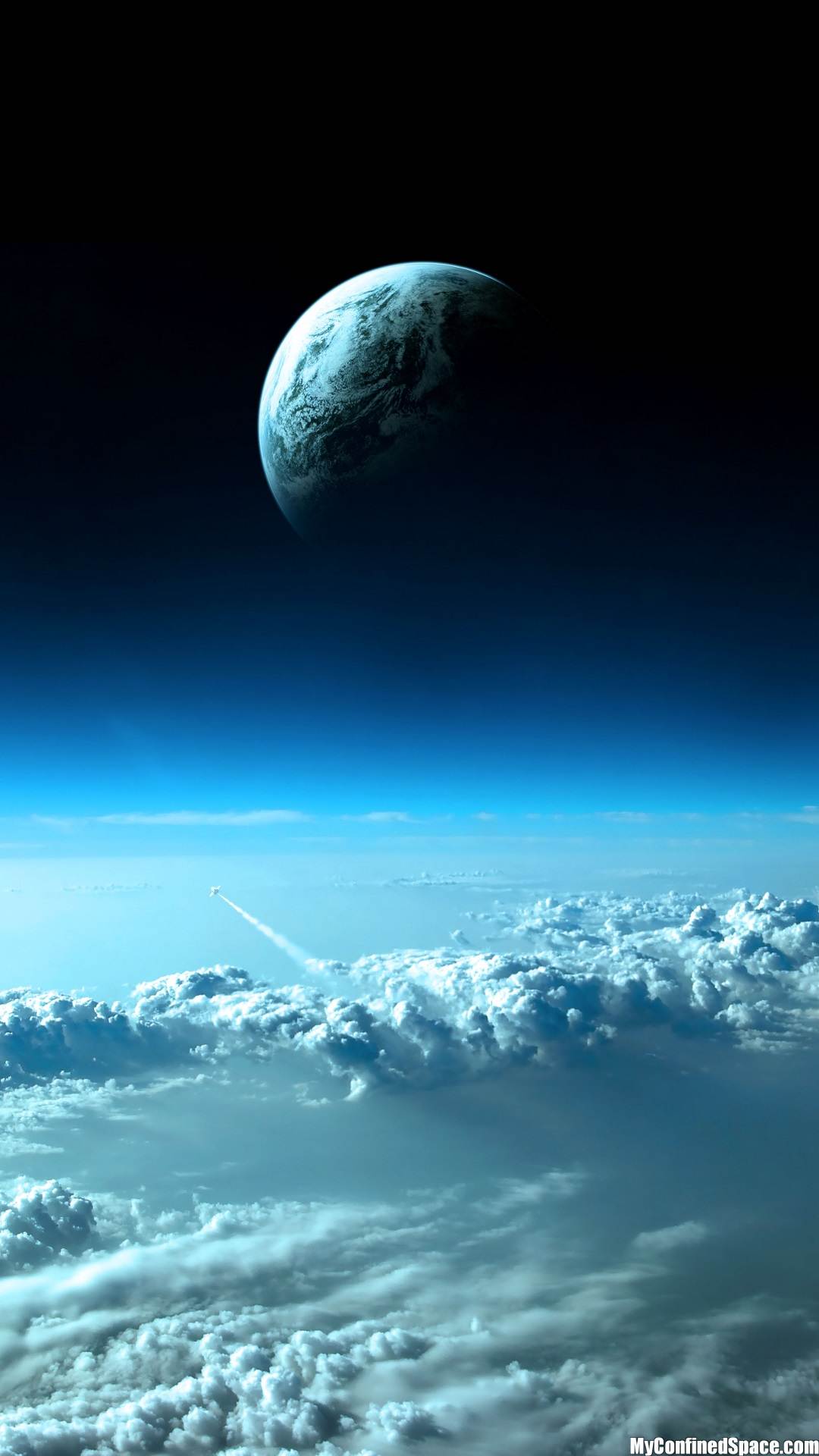 Erde, Mond, Weltall, Wolken, Blau, Full HD, Handy-Hintergrund im Hochformat