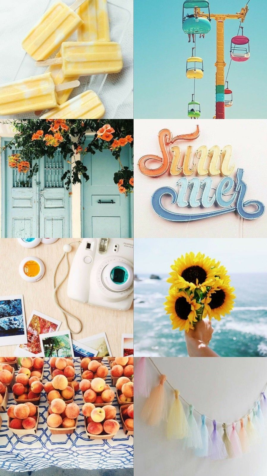 Collage, Sonnenblume, Eis, Pastellfarben, Ästhetik, HD, Sperrbildschirm fürs iPhone