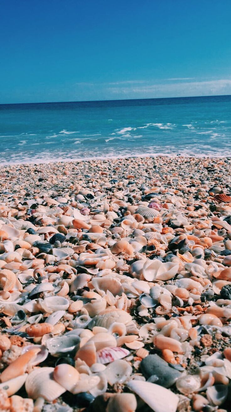 Kieselstrand, Meer, Kieselsteine, Blauer Himmel, Horizont, HD, iPhone-Hintergrundbild