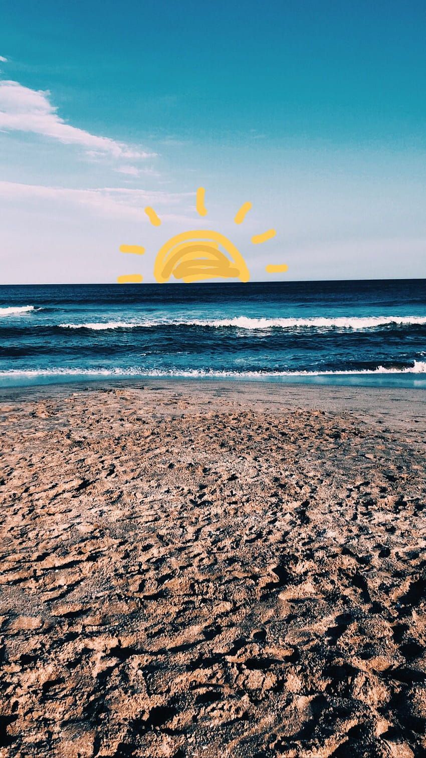 Strand, Sonne, Illustration, Sand, Meer, HD, Hintergrundbild fürs Handy