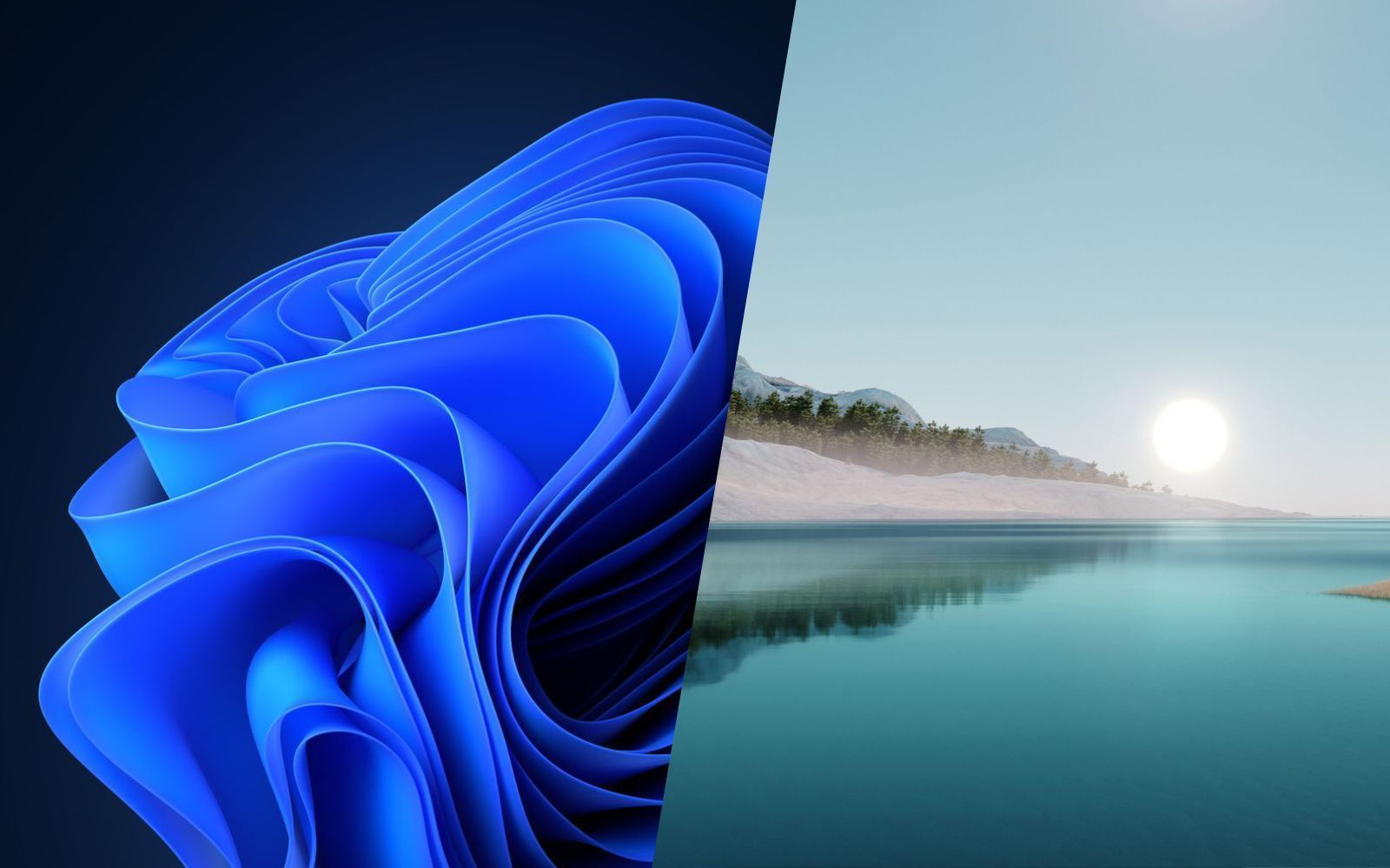 Windows 11, Bloom, See, Collage, Blau, HD, Hintergrund für den Desktop