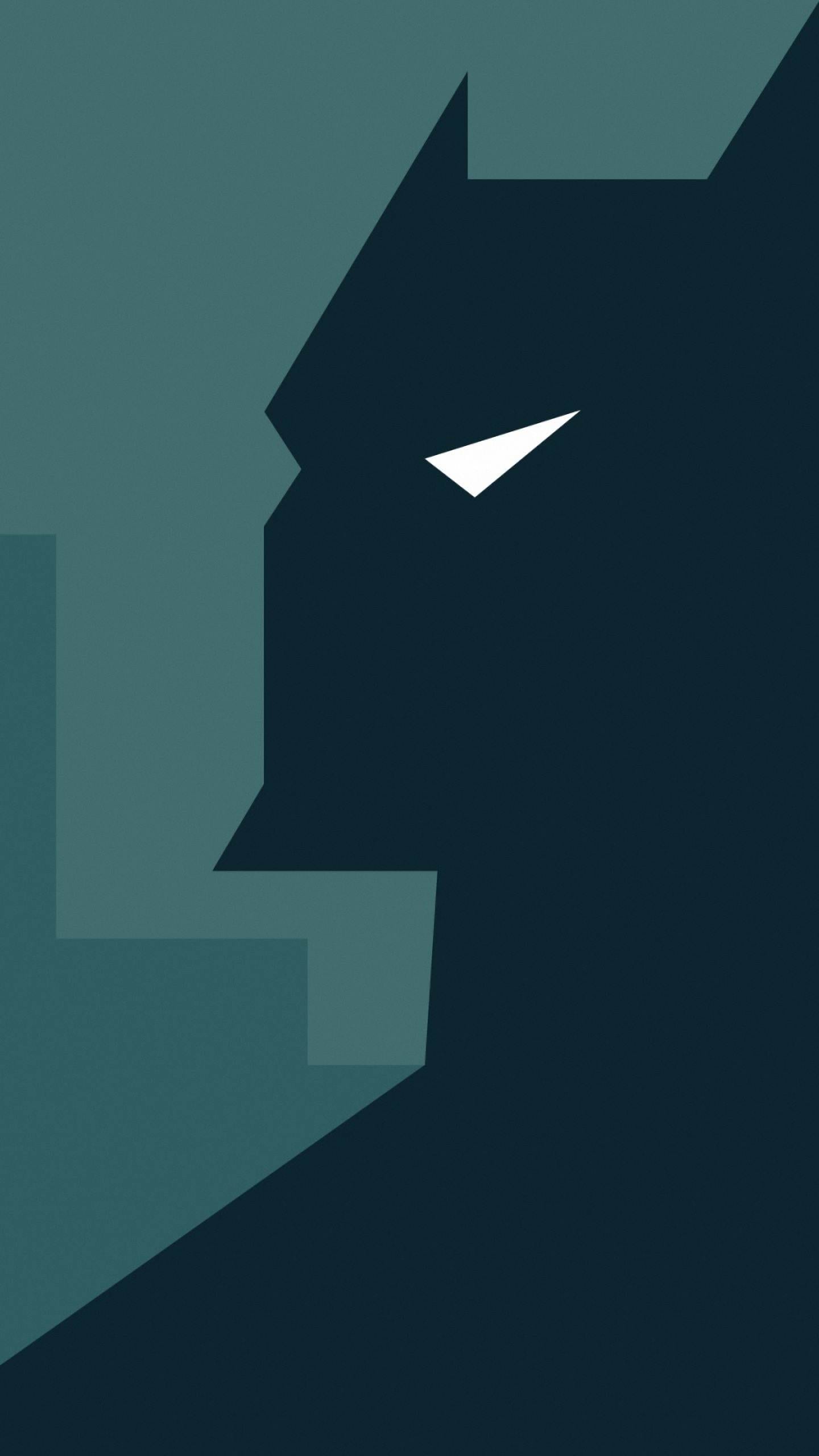 Batman, DC Comics, Silhouette, Minimalistisch, Dunkelgrün, QHD+, iPhone-Hintergrundbild